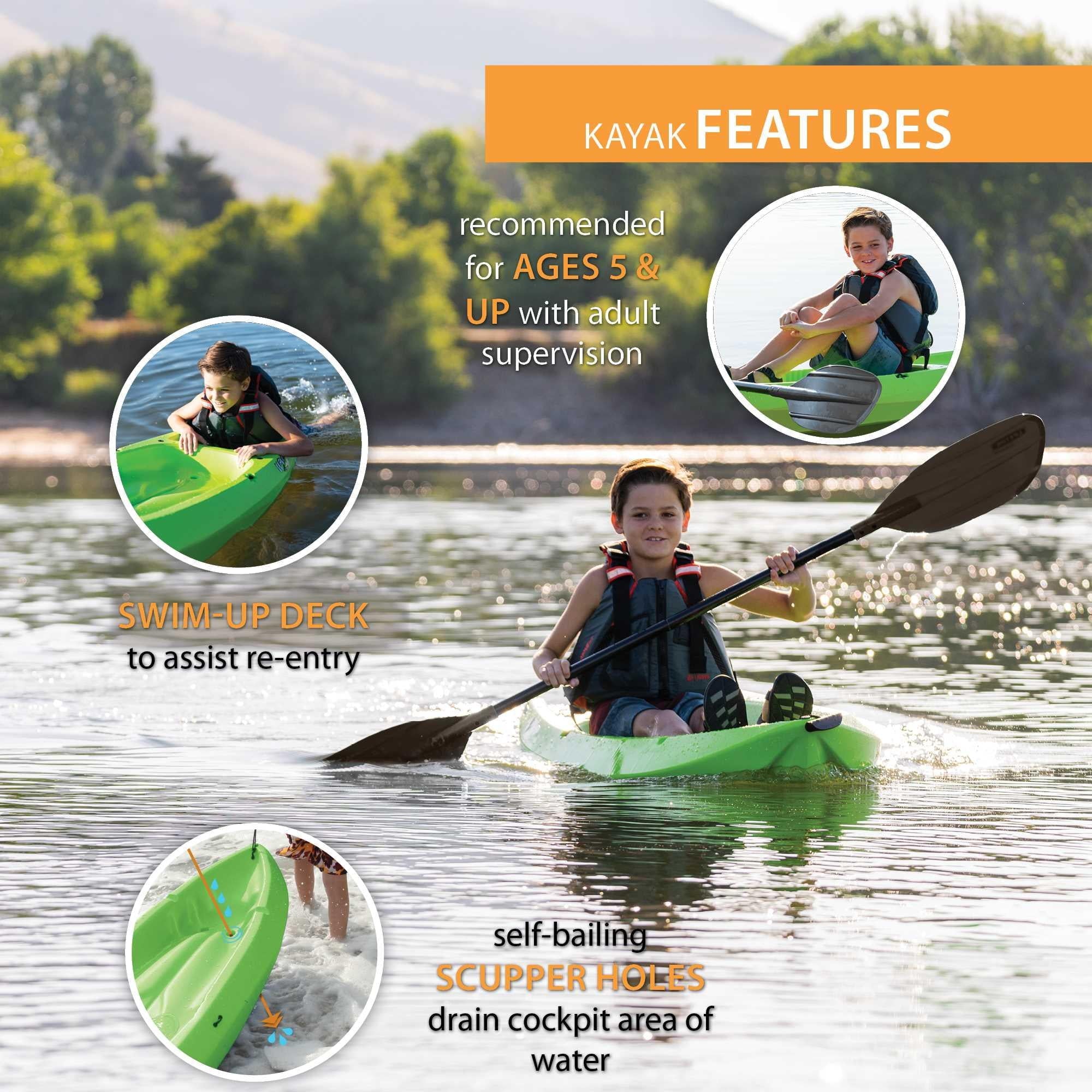 Lifetime Wave 6 ft Youth Sit-On-Top Kayak with Paddle, Fire Red (91401)