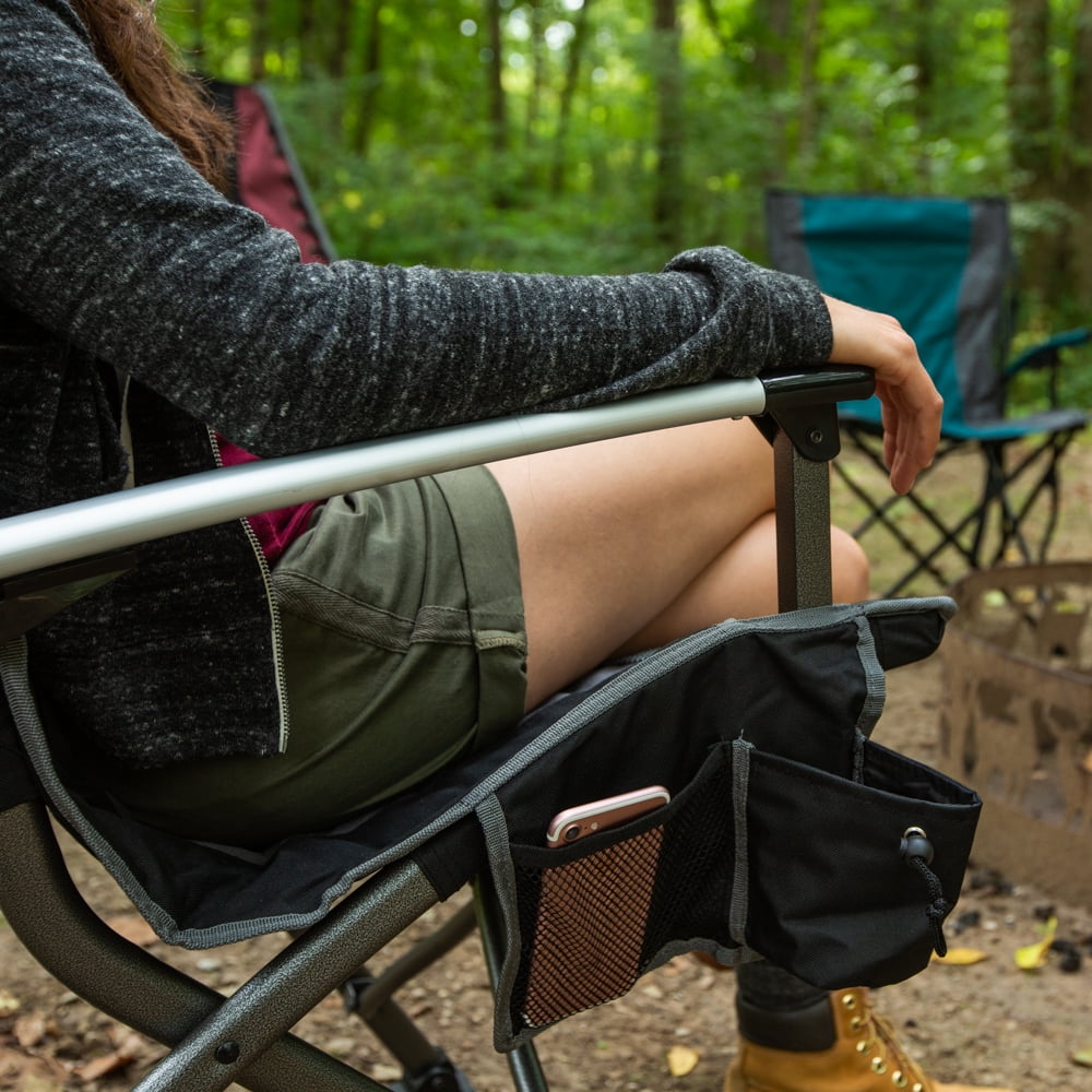 Ozark Trail High Back Camping Chair, Pink with Cupholder, Pocket, and Headrest, Adult