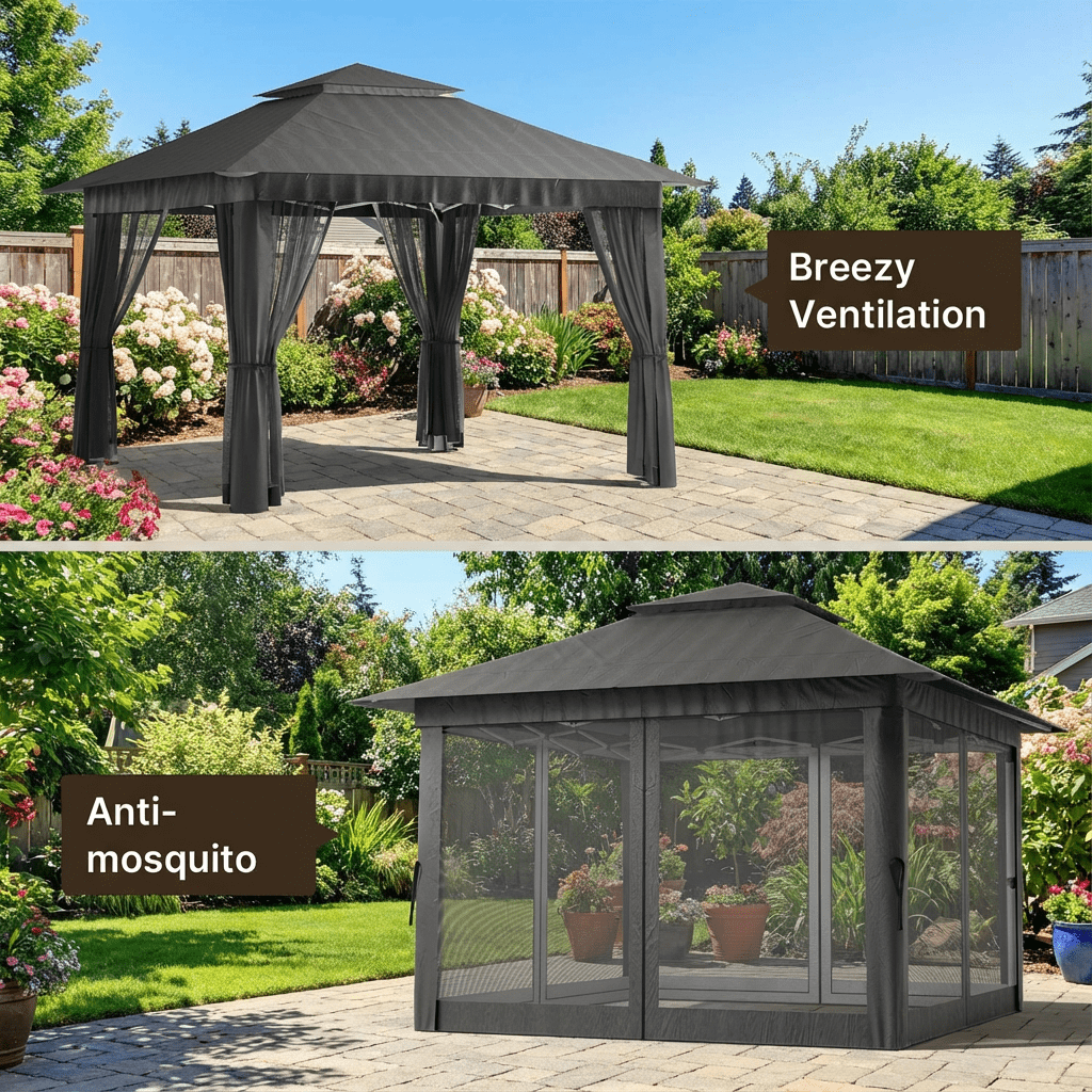 10x10 Pop-Up Canopy Tent with Removable Walls, 3 Height Adjustable Easy Set up Portable Gazebo, For Camping, White