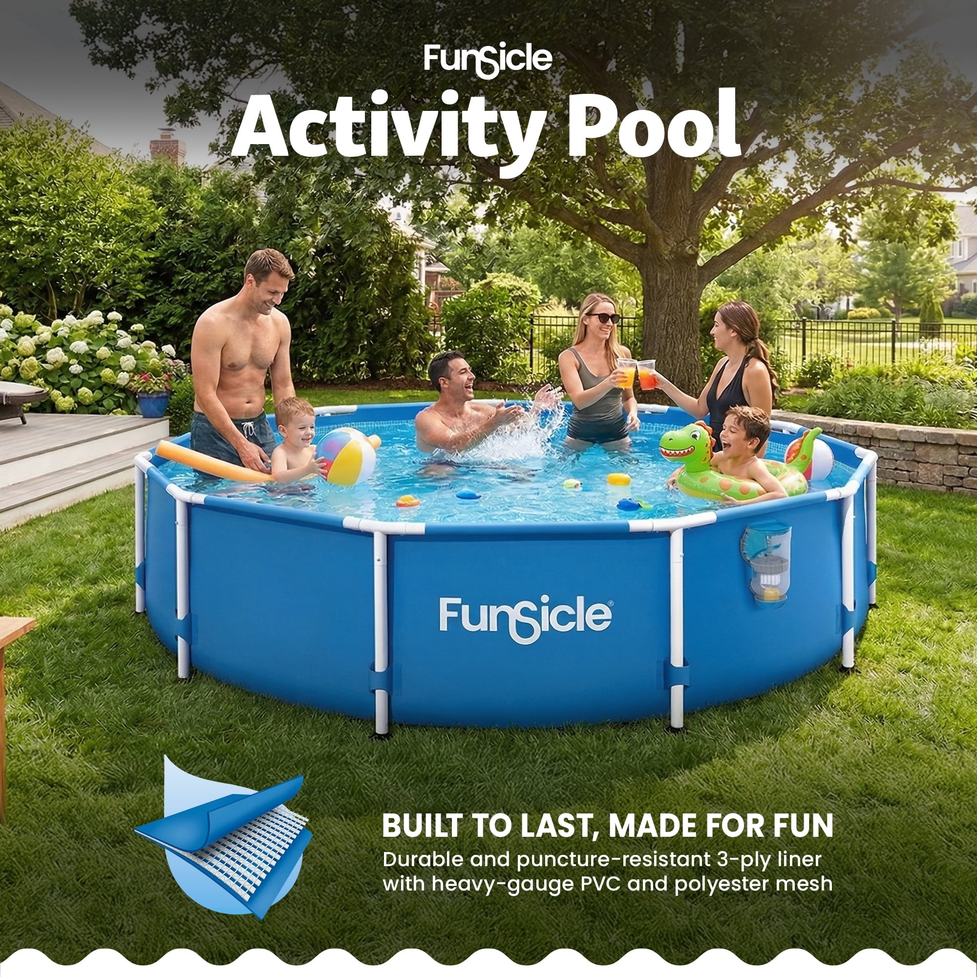 Funsicle 8' x 30 Outdoor Activity Round Frame Above Ground Swimming Pool Set