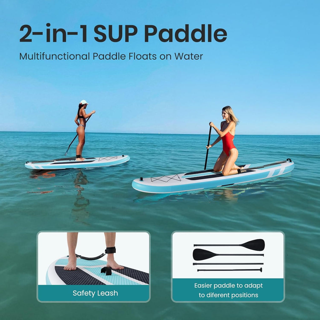 CONCETTA Inflatable Paddle Board,Equipped With SUP Paddle Board Accessories, The Non-slip EVA Deck Design Restarts The Surfboard,Surfboard for Youth&Adults of All Skill Levels，Brown Green