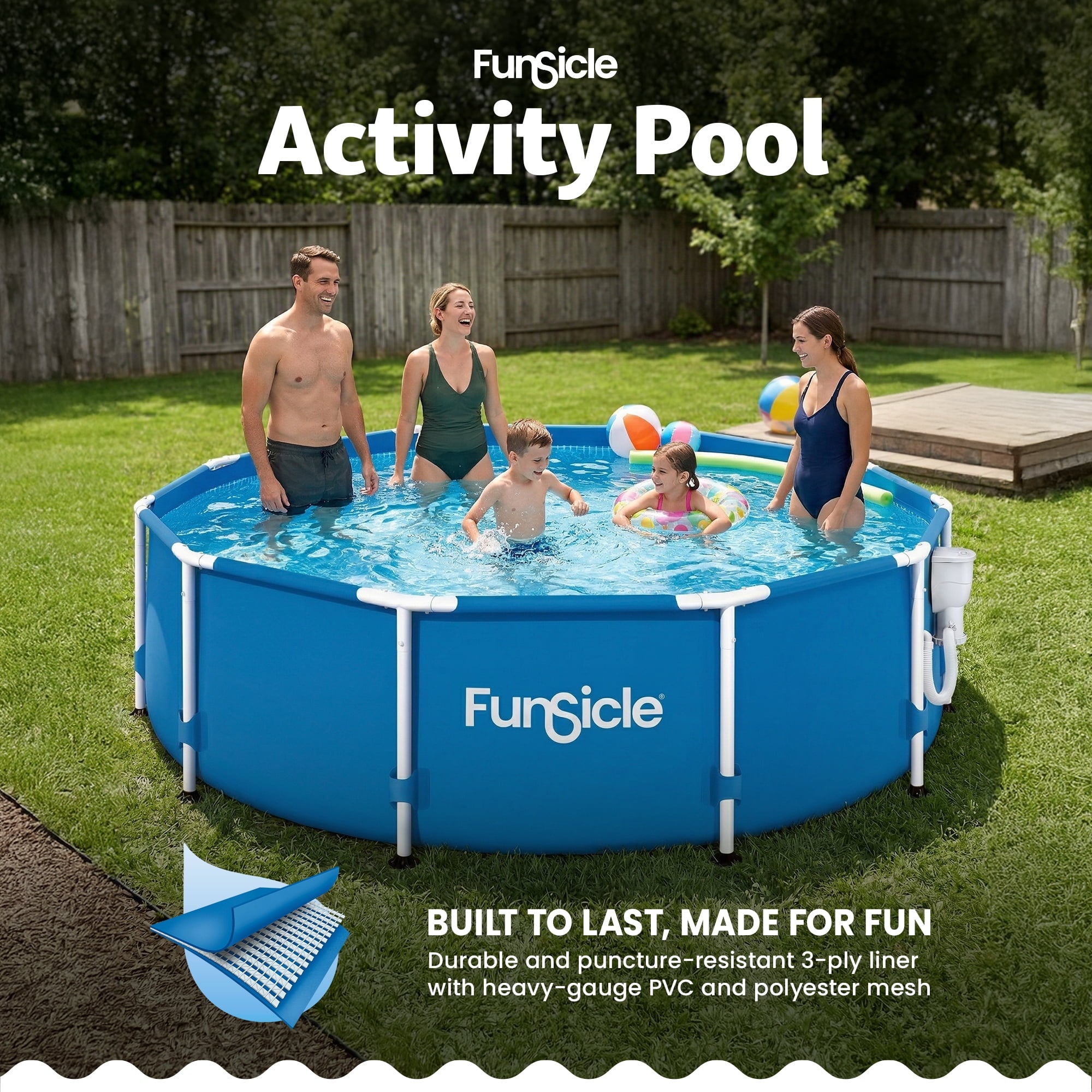 Funsicle 8' x 30 Outdoor Activity Round Frame Above Ground Swimming Pool Set