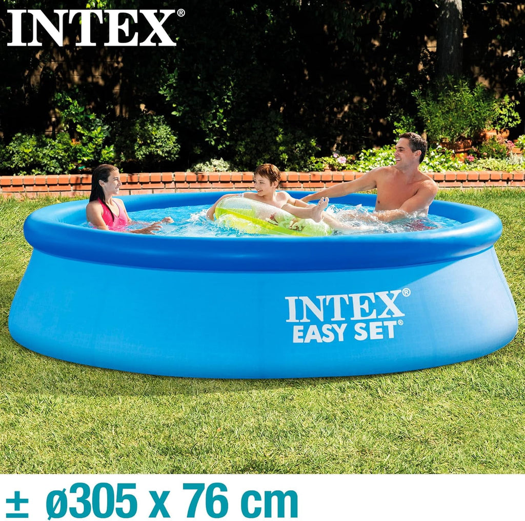 Intex 10ft Round Easy Set Above Ground Swimming Pool for Kids & Families, Inflatable Ring Outdoor Backyard Pool, Quick Setup Summer Water Fun Pool, 30in Deep (28120EH)