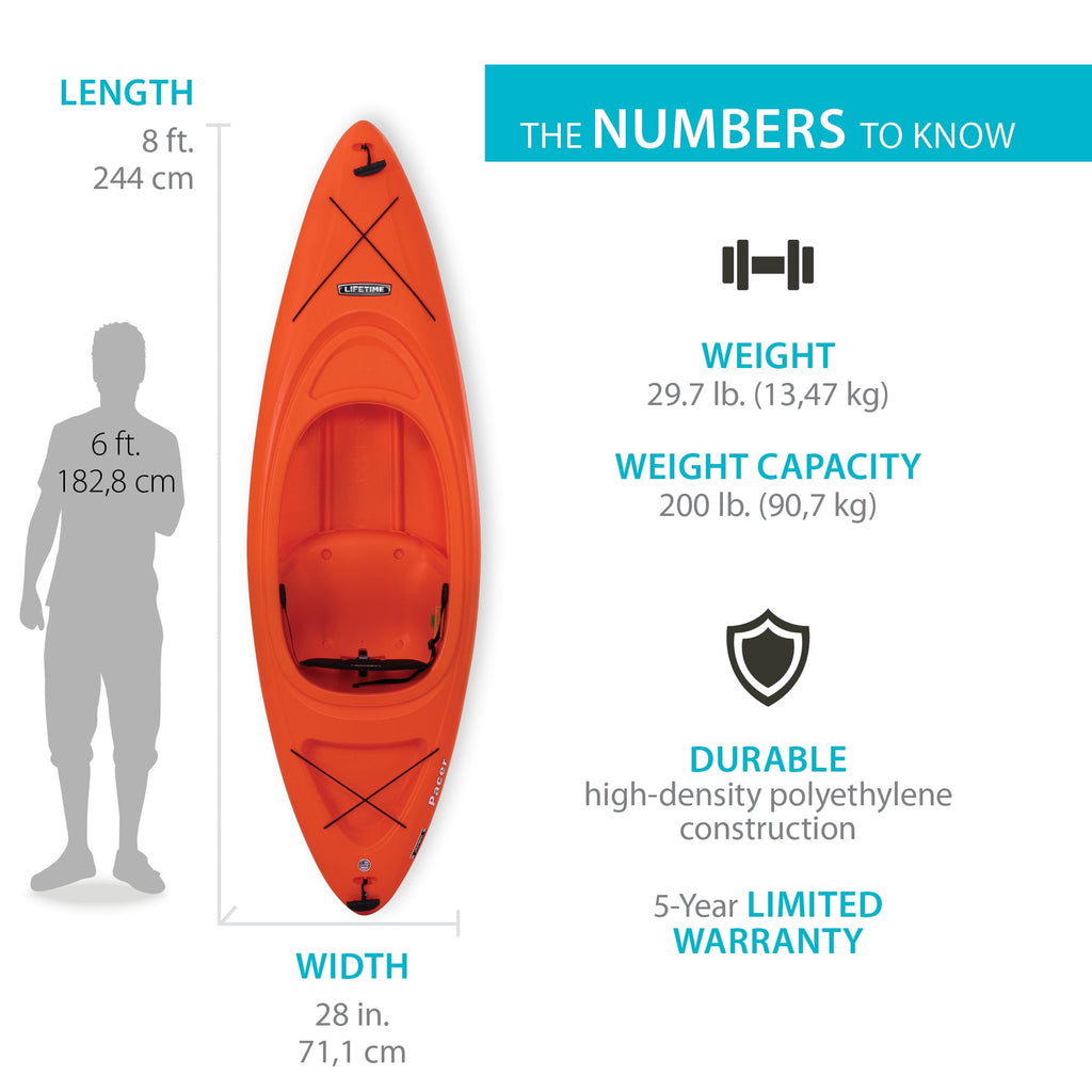 Lifetime Pacer 8 ft Sit-Inside Kayak with Paddle, Green (91032)