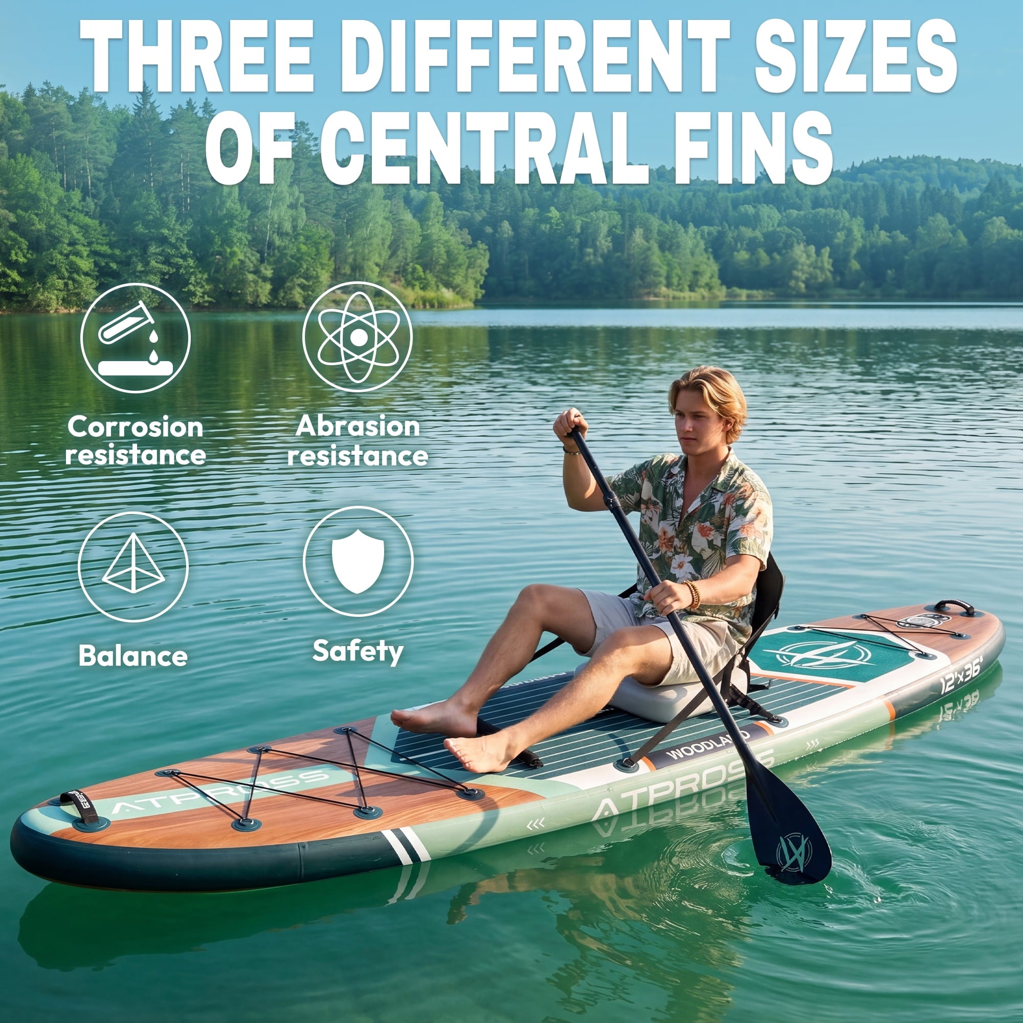 Ultifit Inflatable Paddle Board Extra Wide 500 Lbs Capacity Anti-Slip Design with SUP Accessories and Seat 12' x 36