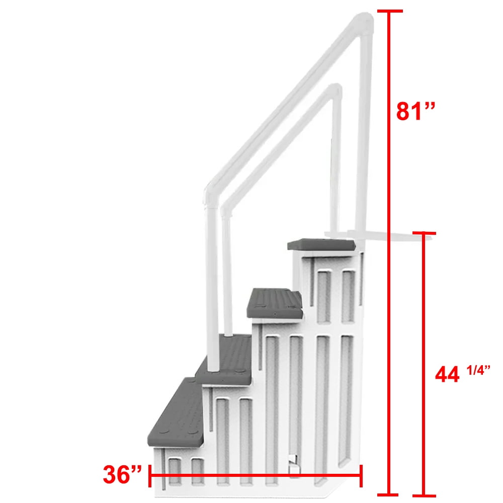 Aqua Select White Outside Flip-up Safety Ladder for Above Ground Pools 48-54H