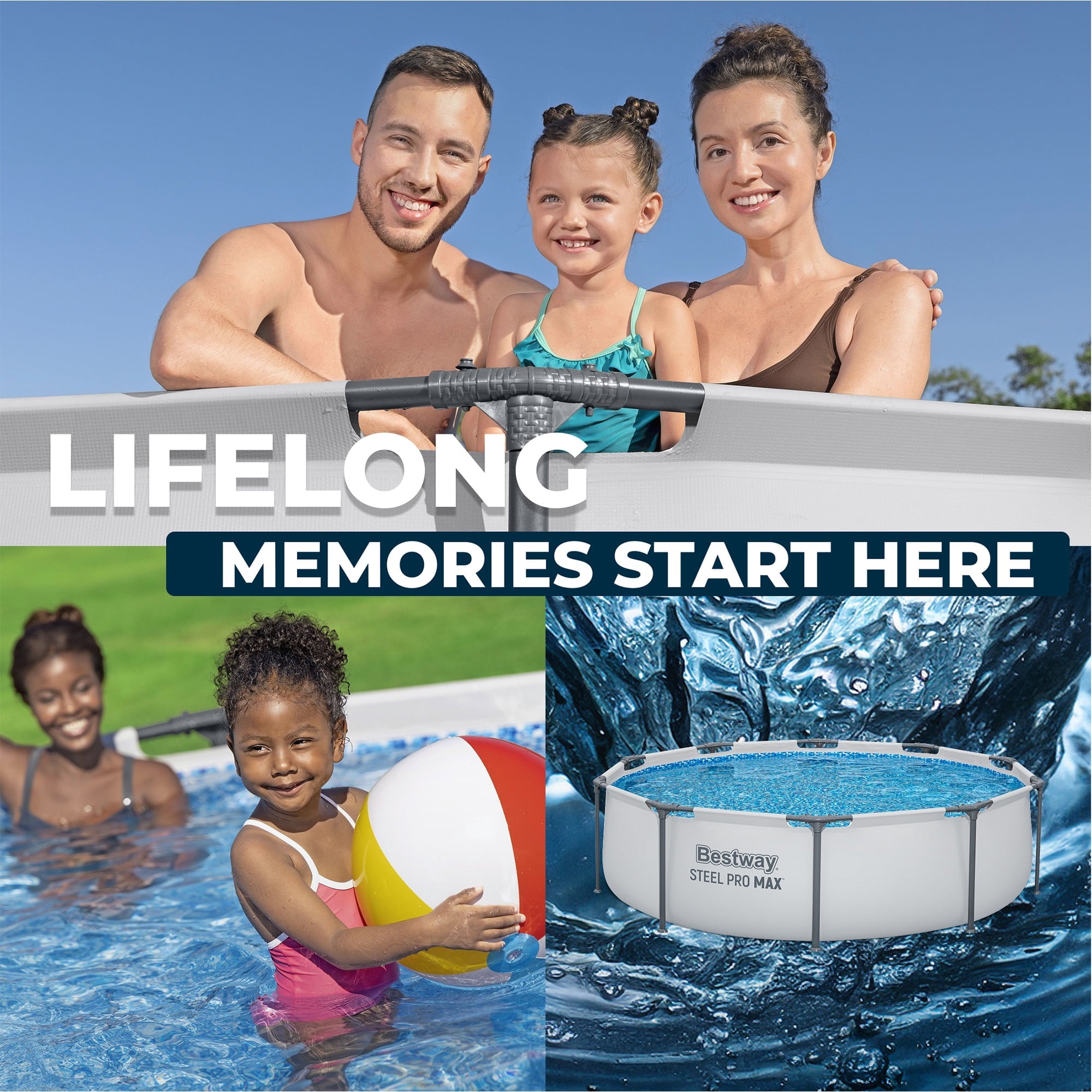 Bestway Steel Pro MAX 10'x30\ Metal Frame Above Ground Pool Set w/ Filter Pump & Cartridge