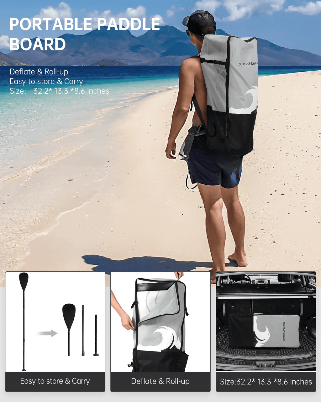 Naipo 10 in Inflatable Stand up Paddle Board 6 in Thick  SUP Paddle Board with Paddleboard Accessories Triple Action Pump Fishing Green