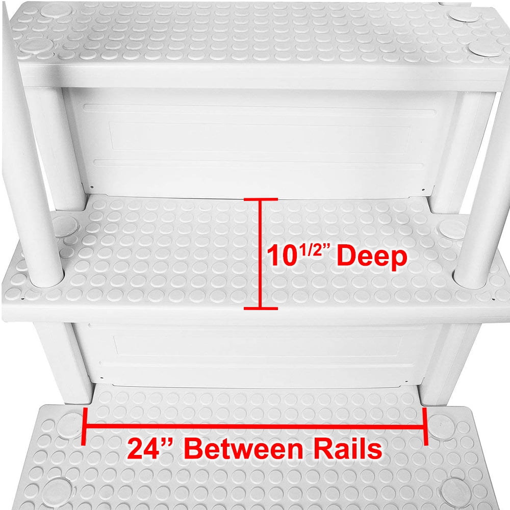 Aqua Select White Outside Flip-up Safety Ladder for Above Ground Pools 48-54H