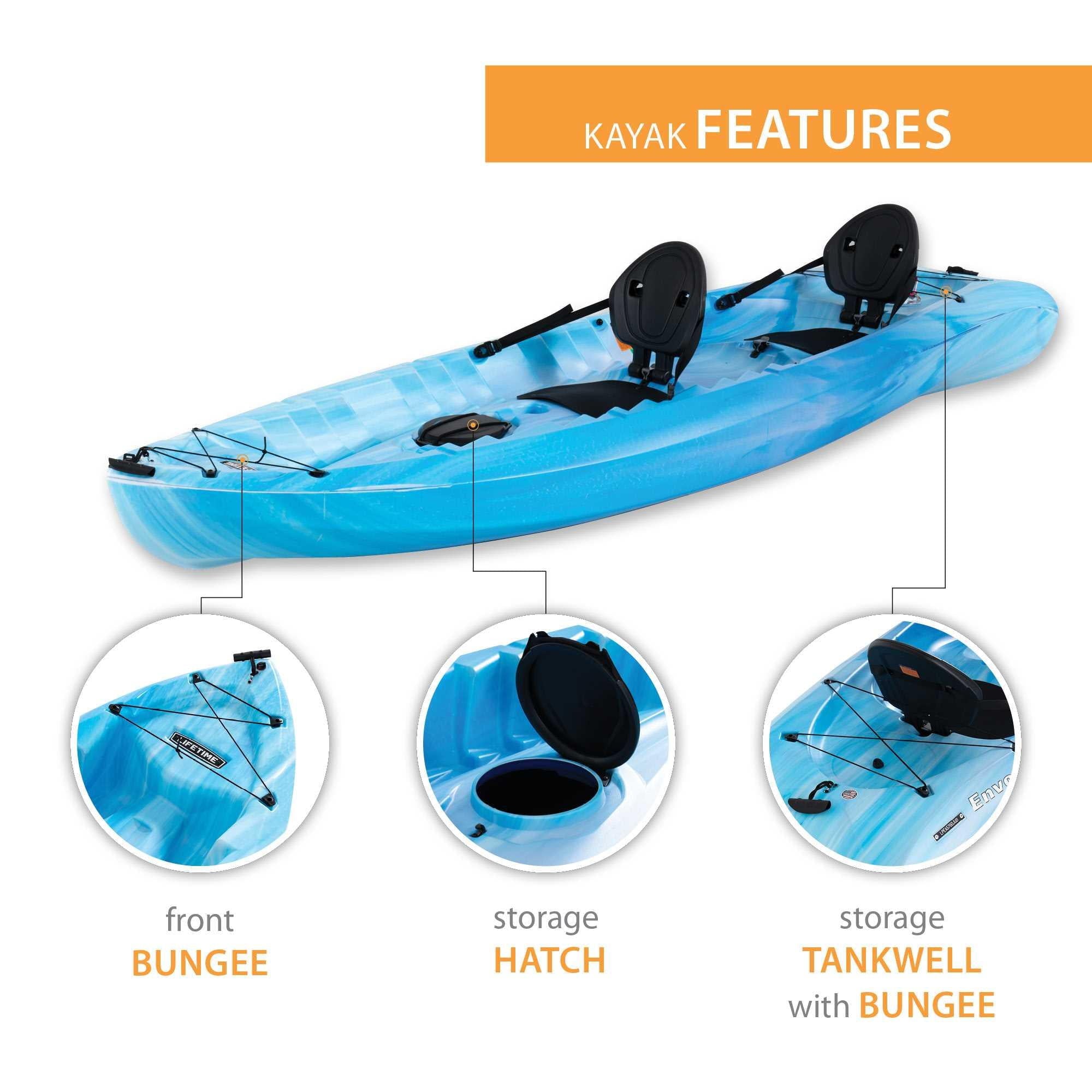 Lifetime Envoy 10.5 ft Sit-On-Top Tandem Kayak with Paddles, Sky Fusion (91192)