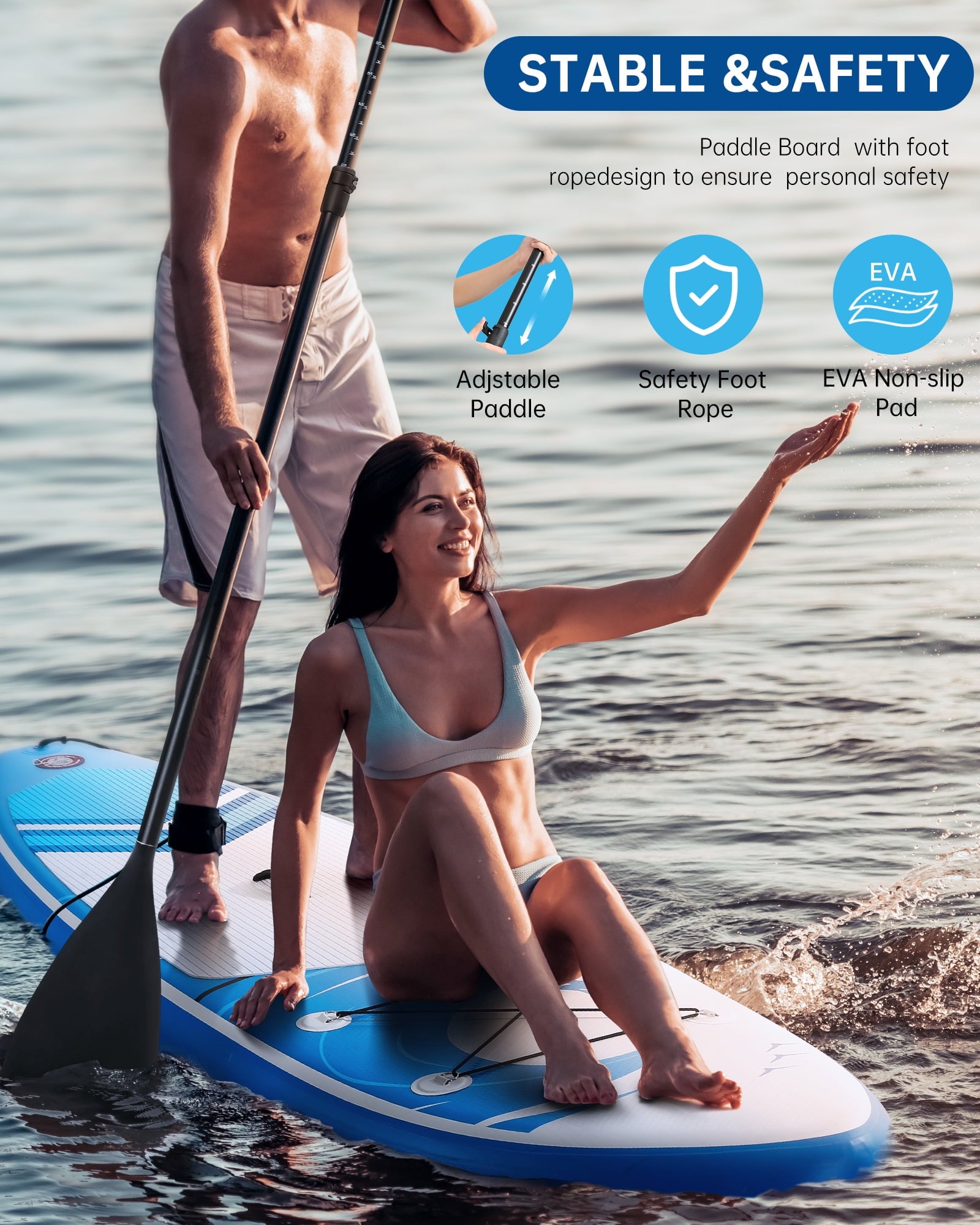 Naipo Inflatable Paddle Board Stand Up Paddle Board 6 in Thick with Sup Accessories and Carry Bag and Fast Pumping for Adults and Youth