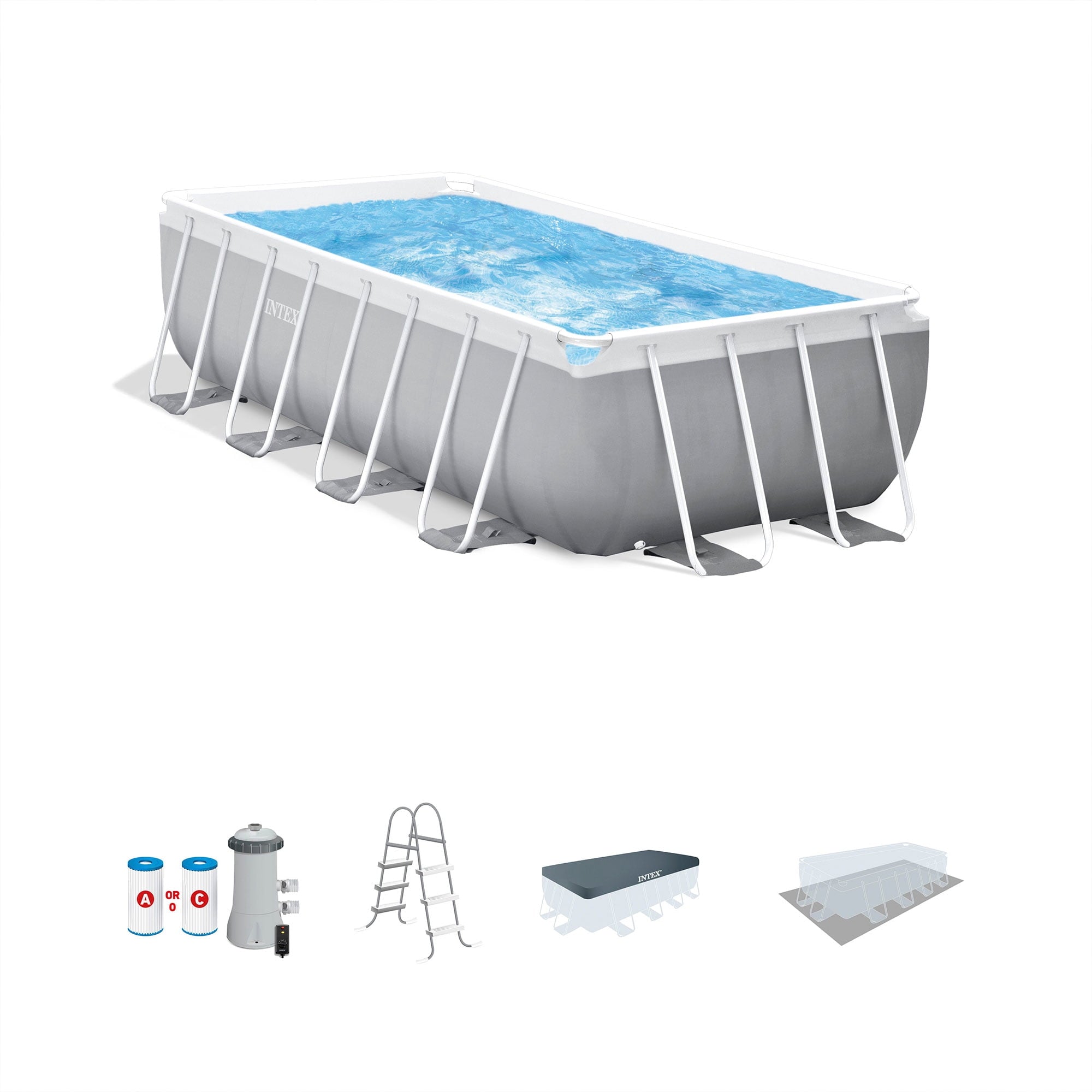 INTEX Prism Frame 16' x 8' x 42\ Above Ground Swimming Pool Set