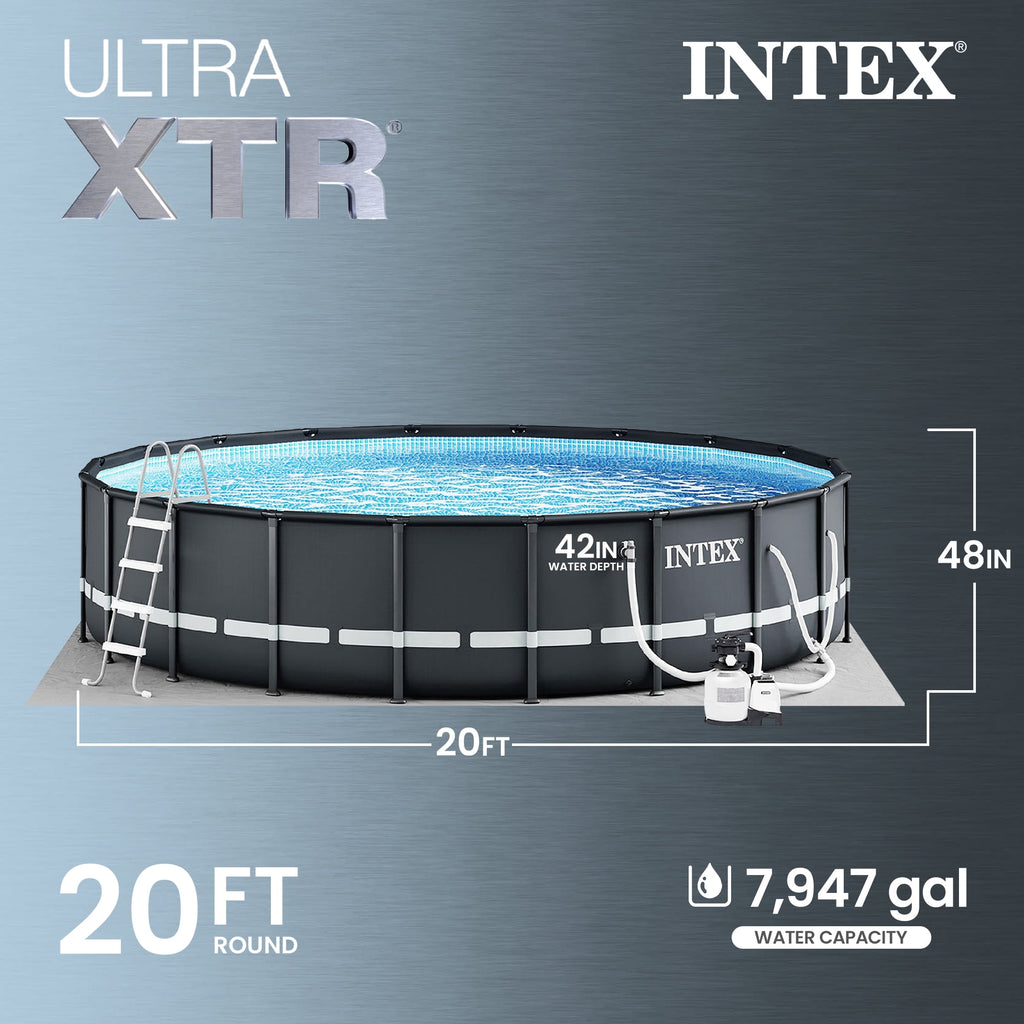 INTEX 20ft x 48in Ultra XTR Above Ground Swimming Pool, Sand Filter Pump, & Automatic Vacuum Cleaner