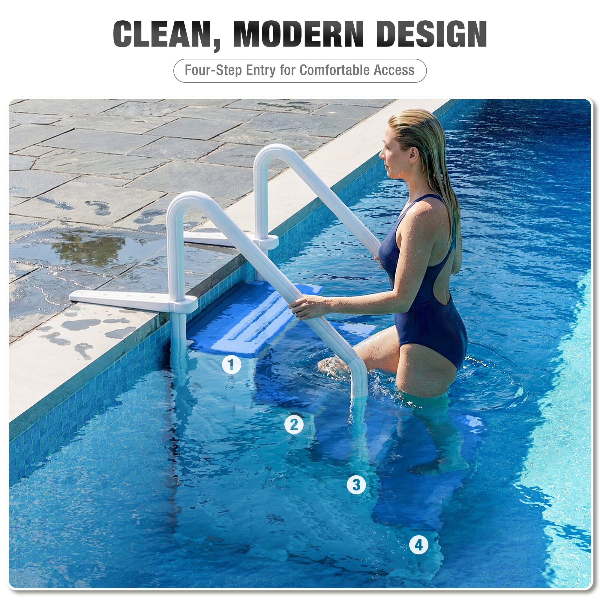 Betisef Pool Ladder above Ground, Heavy Duty 4-Step Pool Ladder with Dual Handrails and Non-Slip Steps, 500 LBS Load Capacity, for 46-58 Inch