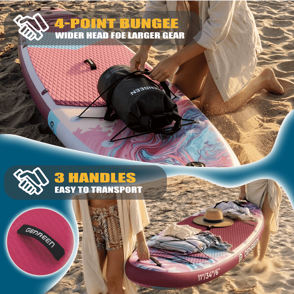 Genreen 11’ Inflatable Stand Up Paddle Board with SUP Accessories, Fishing Paddle Board for Youth & Adults of All Skill Levels
