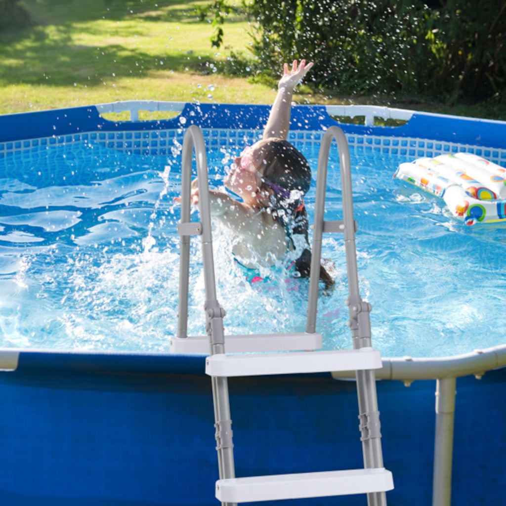 Alvantor 4-Step Above Ground Pool Ladder with Safety Buckle Foldable Entry Side 300 lb Capacity for Pools up to 52 in
