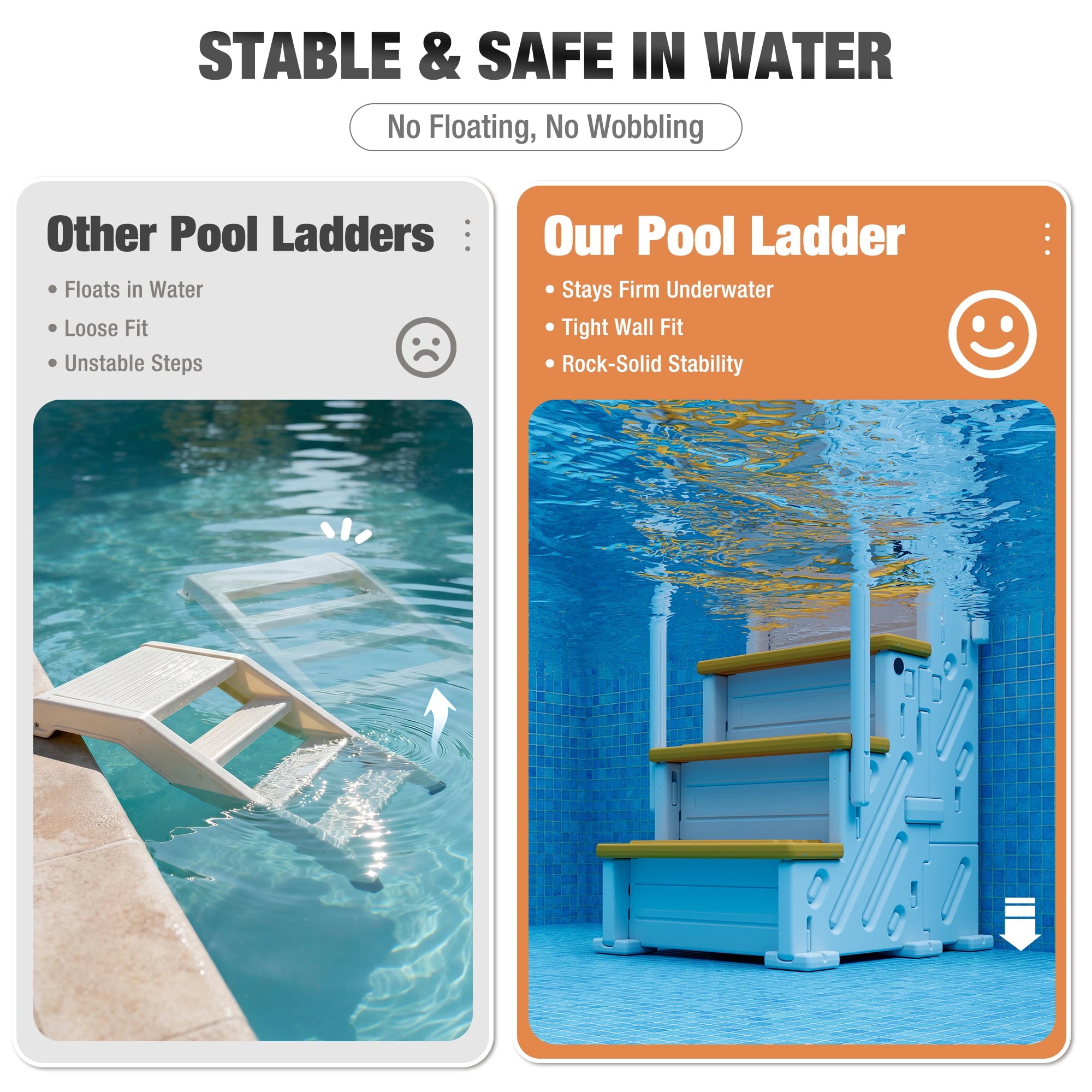 Betisef Pool Ladder above Ground, Heavy Duty 4-Step Pool Ladder with Dual Handrails and Non-Slip Steps, 500 LBS Load Capacity, for 46-58 Inch