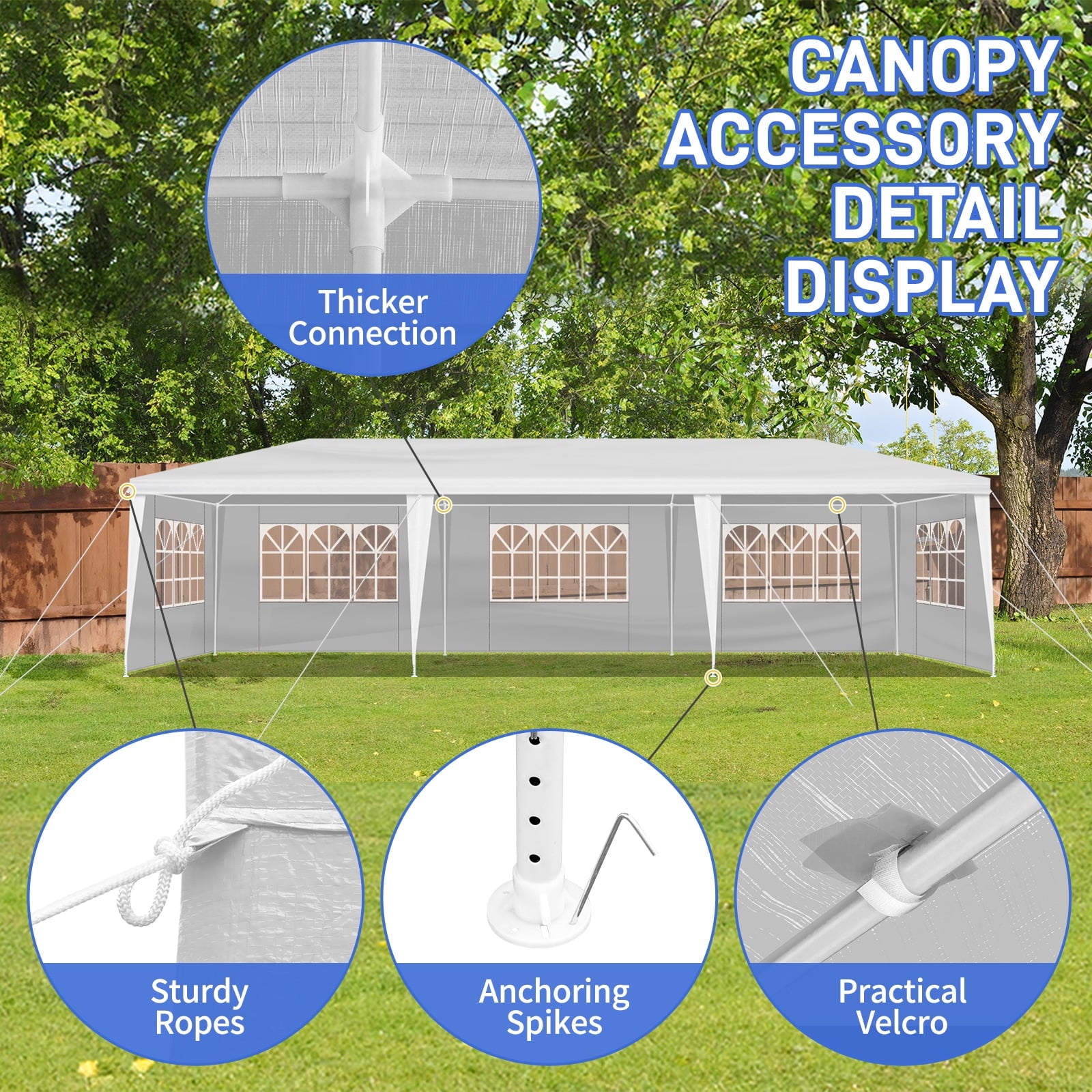 Ktaxon 10' X 30' Canopy Tent with 8 Side Walls for Party Wedding Camping and BBQ