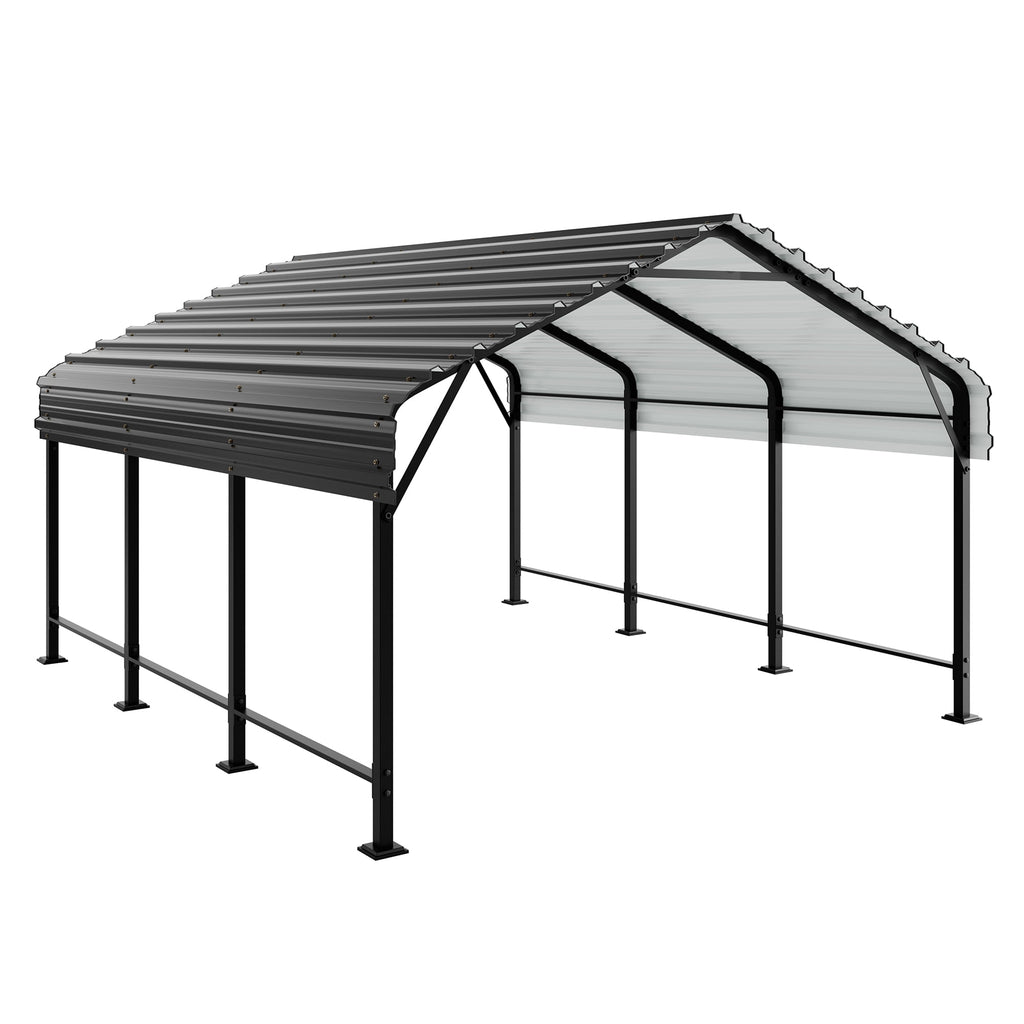 Walsunny 12X20 FT Carport, Outdoor Heavy Duty Carport Canopy with Galvanized Steel Roof, Metal Carport Extra Large Garage Car Storage Shelter, Gray