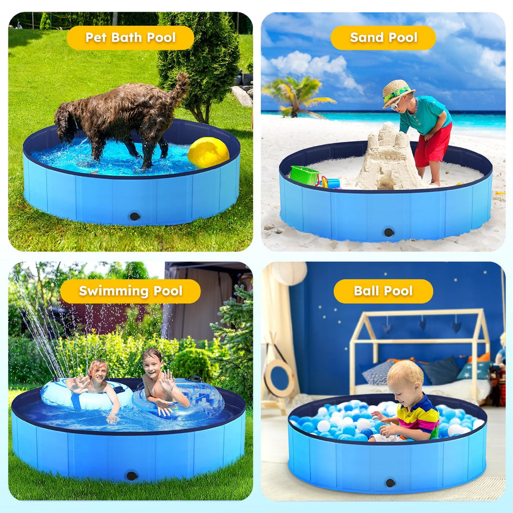 Niubya 47'' x 12'' Foldable Dog Swimming Pool, Small swimming pool，Portable Bath Tub for Pets Indoor and Outdoor(Gray)