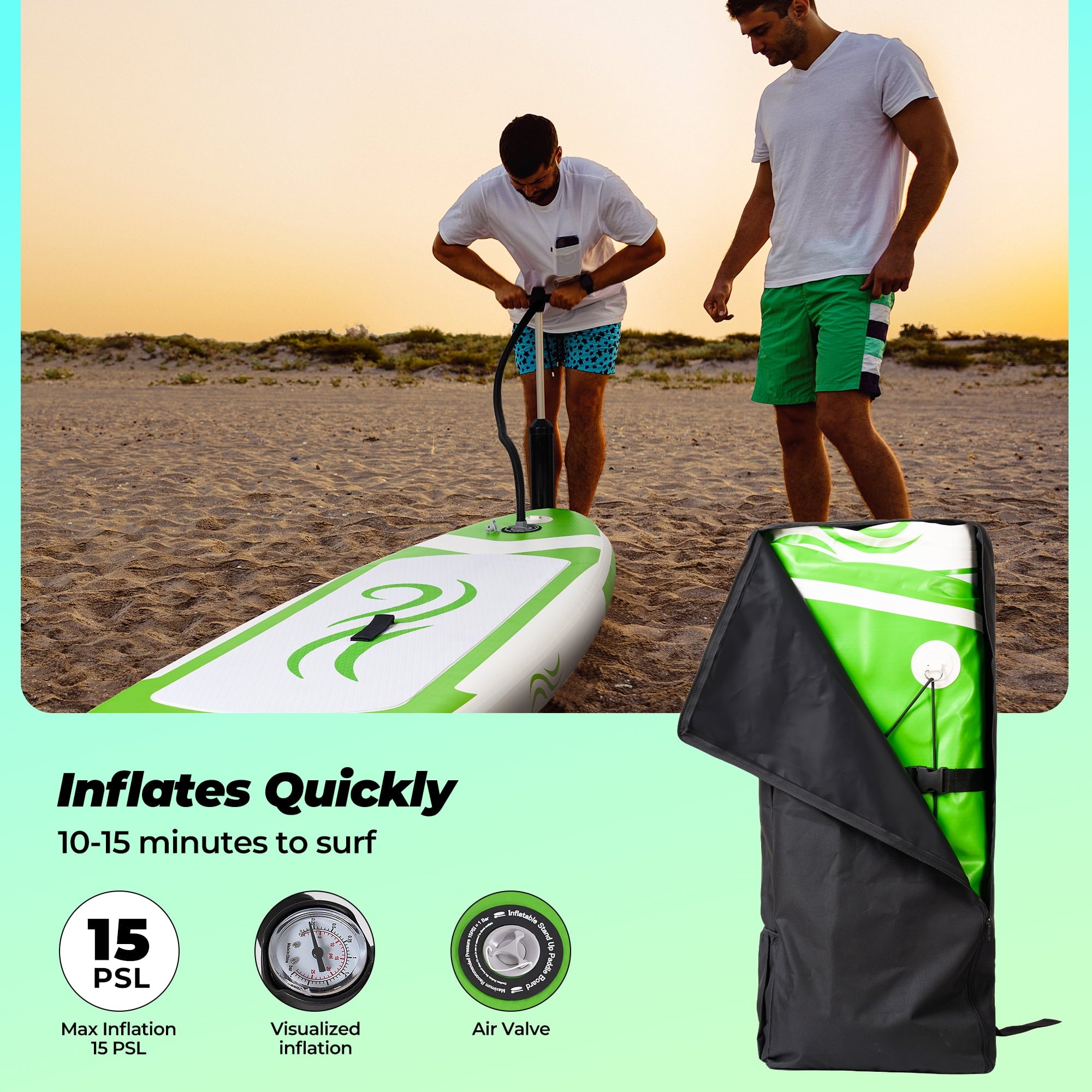 Naipo Paddle Board 10ft Inflatable Paddle Board 6in Thick Non-Slip Deck Stand Up SUP with Paddle Accessories for Adults Youth Family Fishing