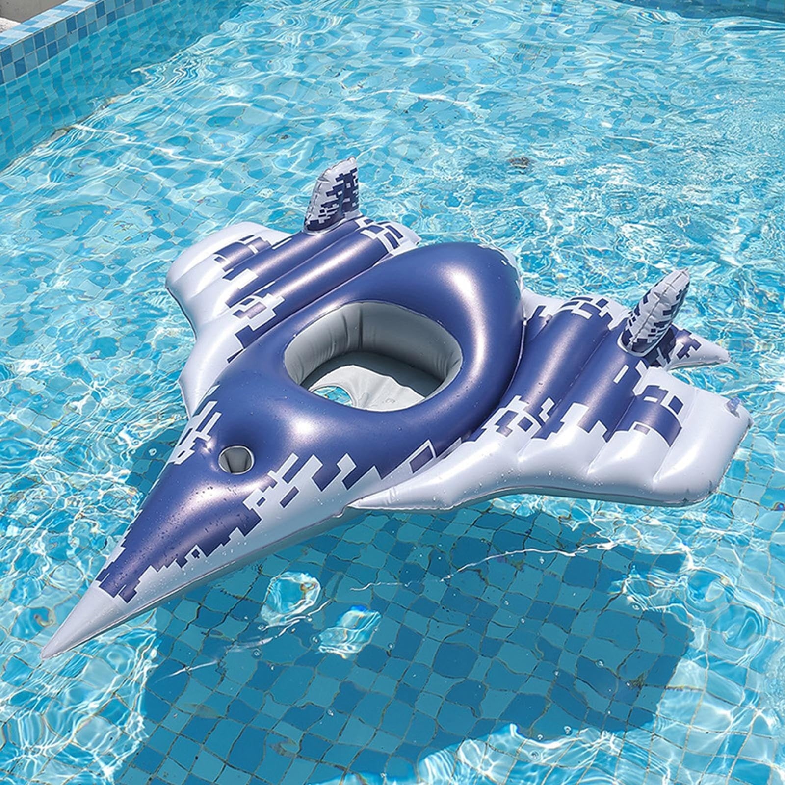 Airplane-Shaped Inflatable Swim Float Seat, PVC Safety Pool Float, Portable Inflatable Swimming Ring for Pool, Bathroom, River & Summer Water Activities