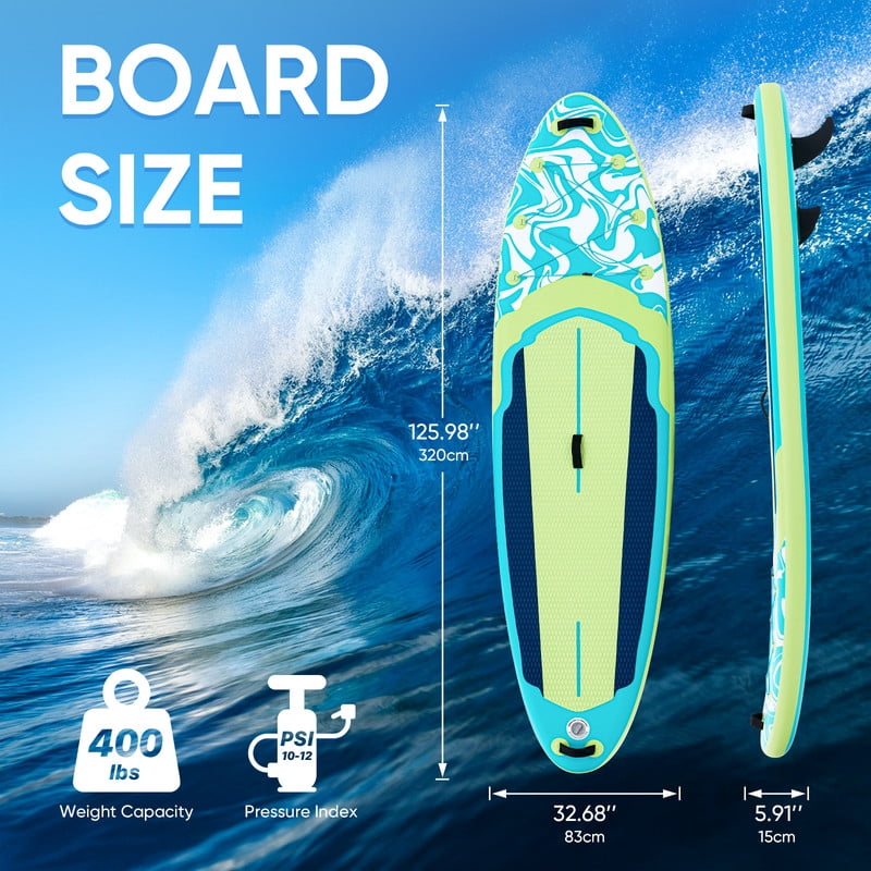 TINKLE WELL Inflatable Stand Up Paddle Board (SUP) Kit, Ultra-Stable Wide Design w/Non-Slip Deck & 2-in-1 Adjustable Paddle, Complete Set for Beginners/Experts, Youth & Adults, Organe