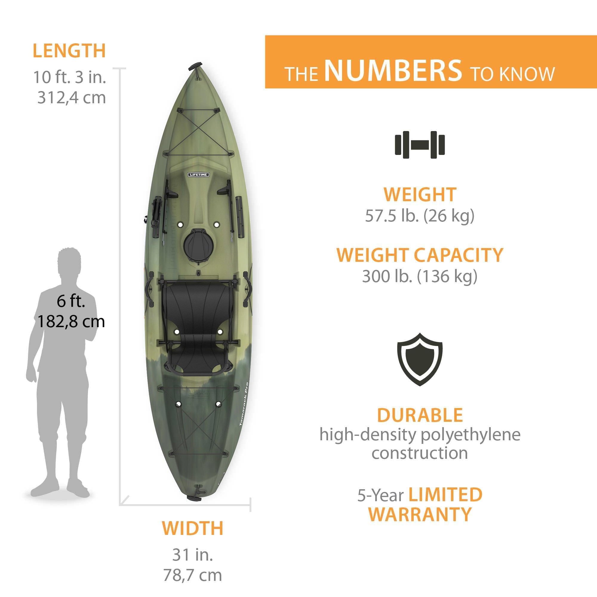 Lifetime Tamarack Pro-Comfort 10 ft 3 in Sit-On-Top Kayak with Paddle, Eclipse Fusion (91058)