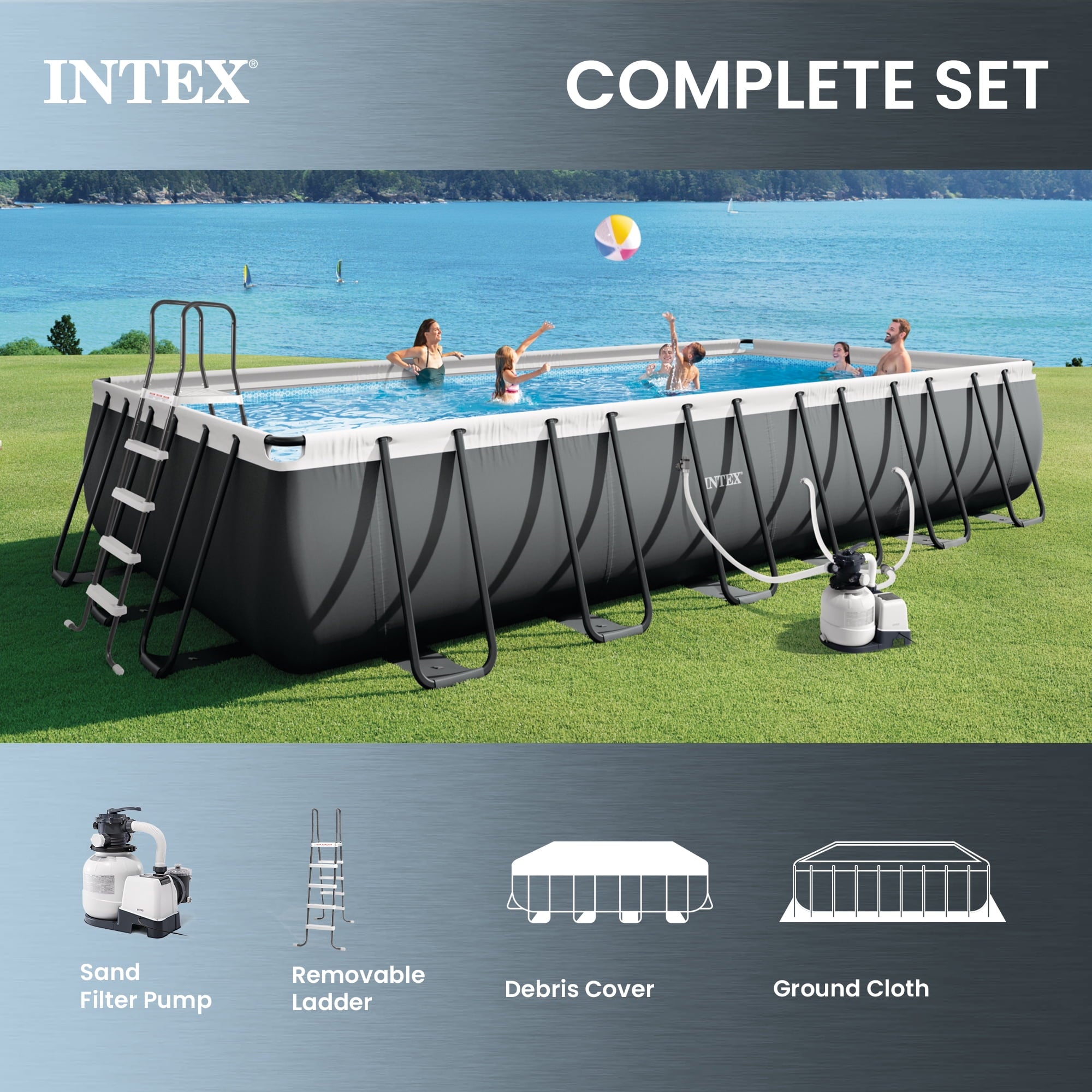 INTEX 24ft x 12ft x 52in Ultra XTR Above Ground Pool, Floats (2 Pack), & Inflatable Cooler