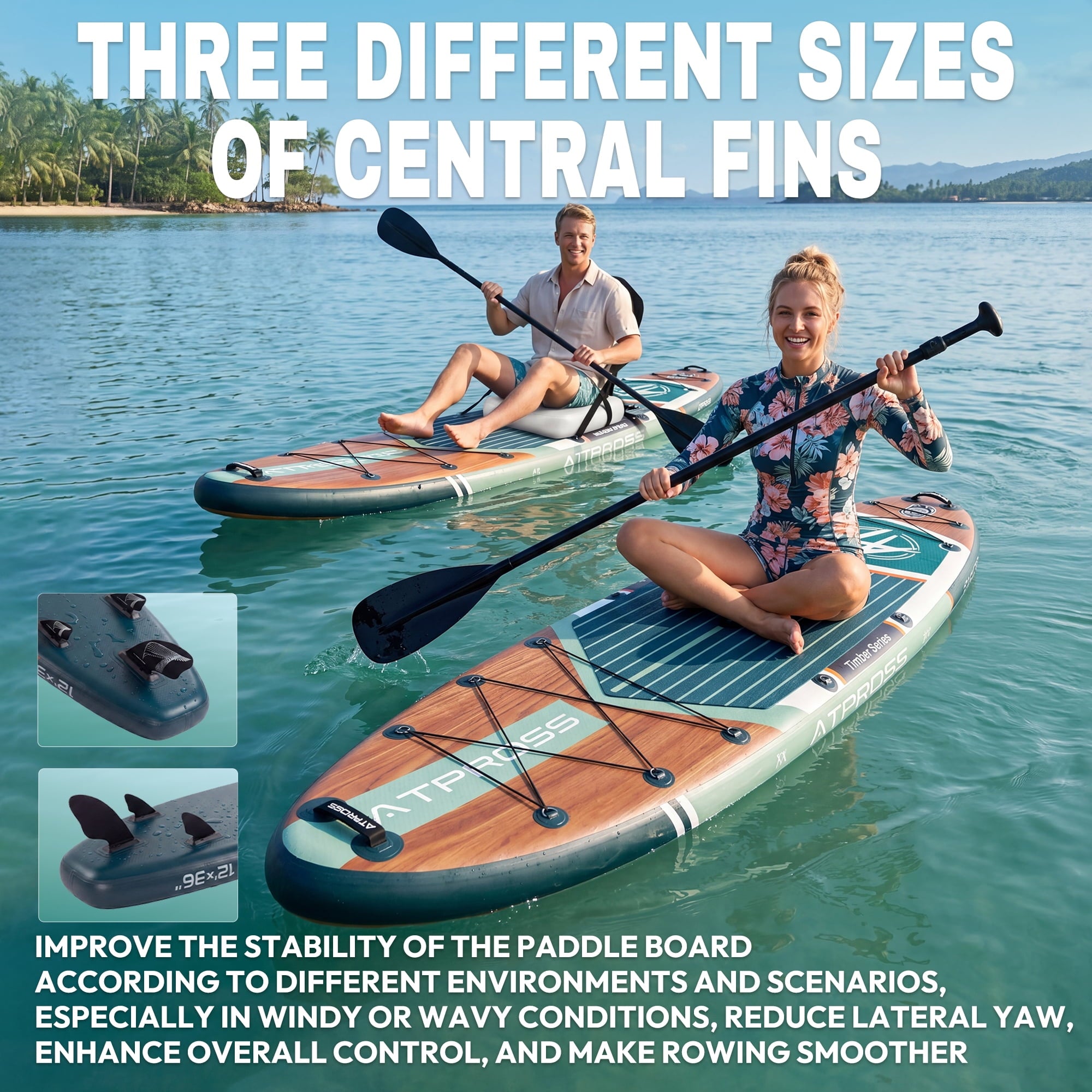 Ultifit Inflatable Paddle Board Extra Wide 500 Lbs Capacity Anti-Slip Design with SUP Accessories and Seat 12' x 36