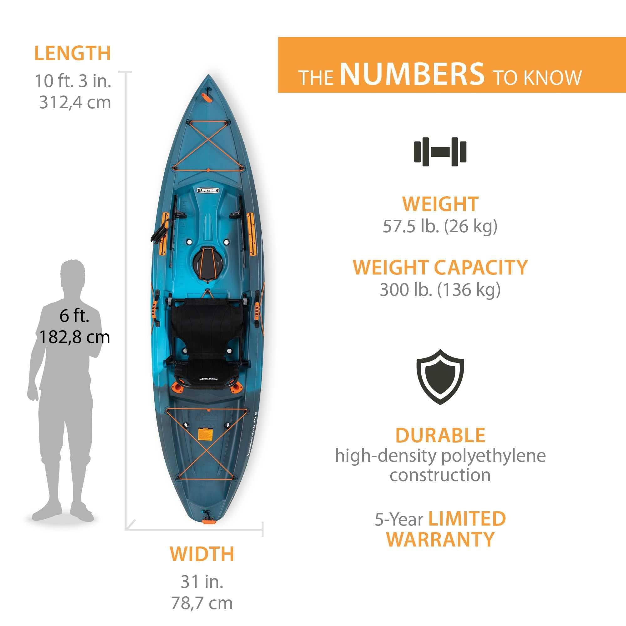 Lifetime Tamarack Pro-Comfort 10 ft 3 in Sit-On-Top Kayak with Paddle, Eclipse Fusion (91058)