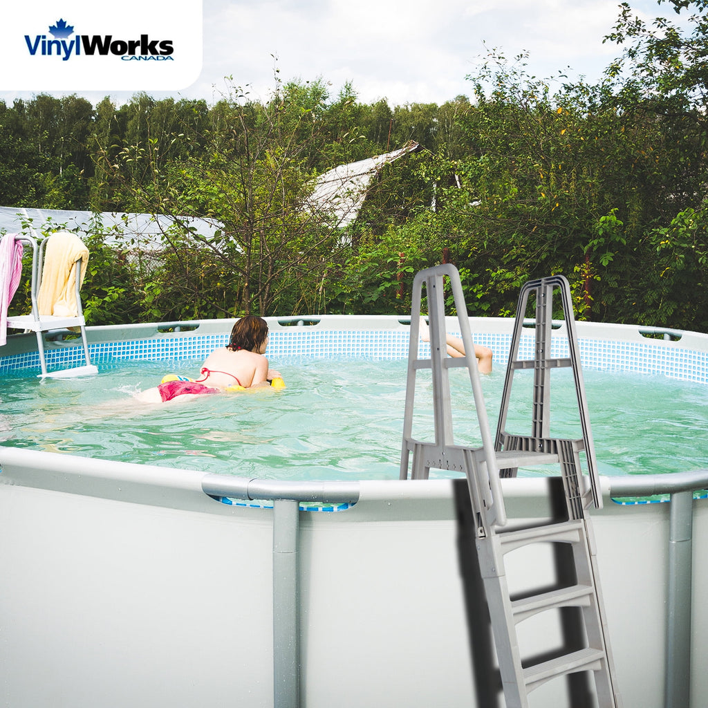 Vinyl Works Canada SLAW Slide Lock A Frame Above Ground Pool Ladder, White