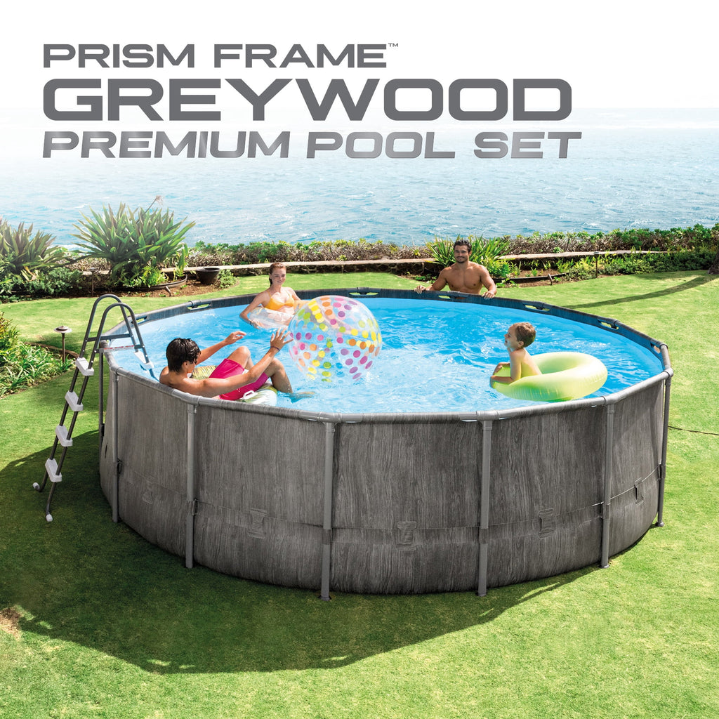 INTEX Round Prism Frame 15ft x 48in Above Ground Swimming Pool Set w/ Pump