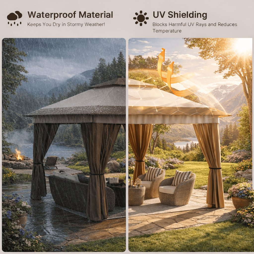 10x10 Pop-Up Canopy Tent with Removable Walls, 3 Height Adjustable Easy Set up Portable Gazebo, For Camping, White