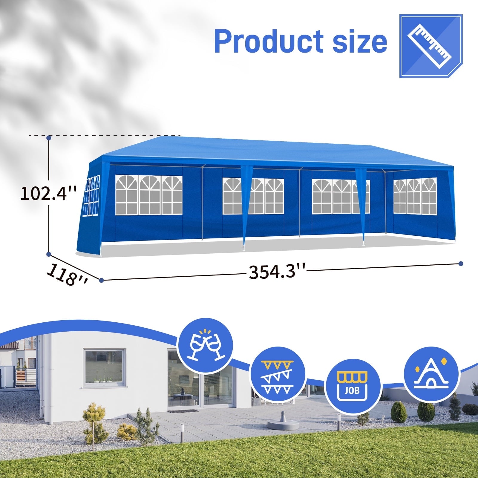 Ktaxon 10' X 30' Canopy Tent with 8 Side Walls for Party Wedding Camping and BBQ