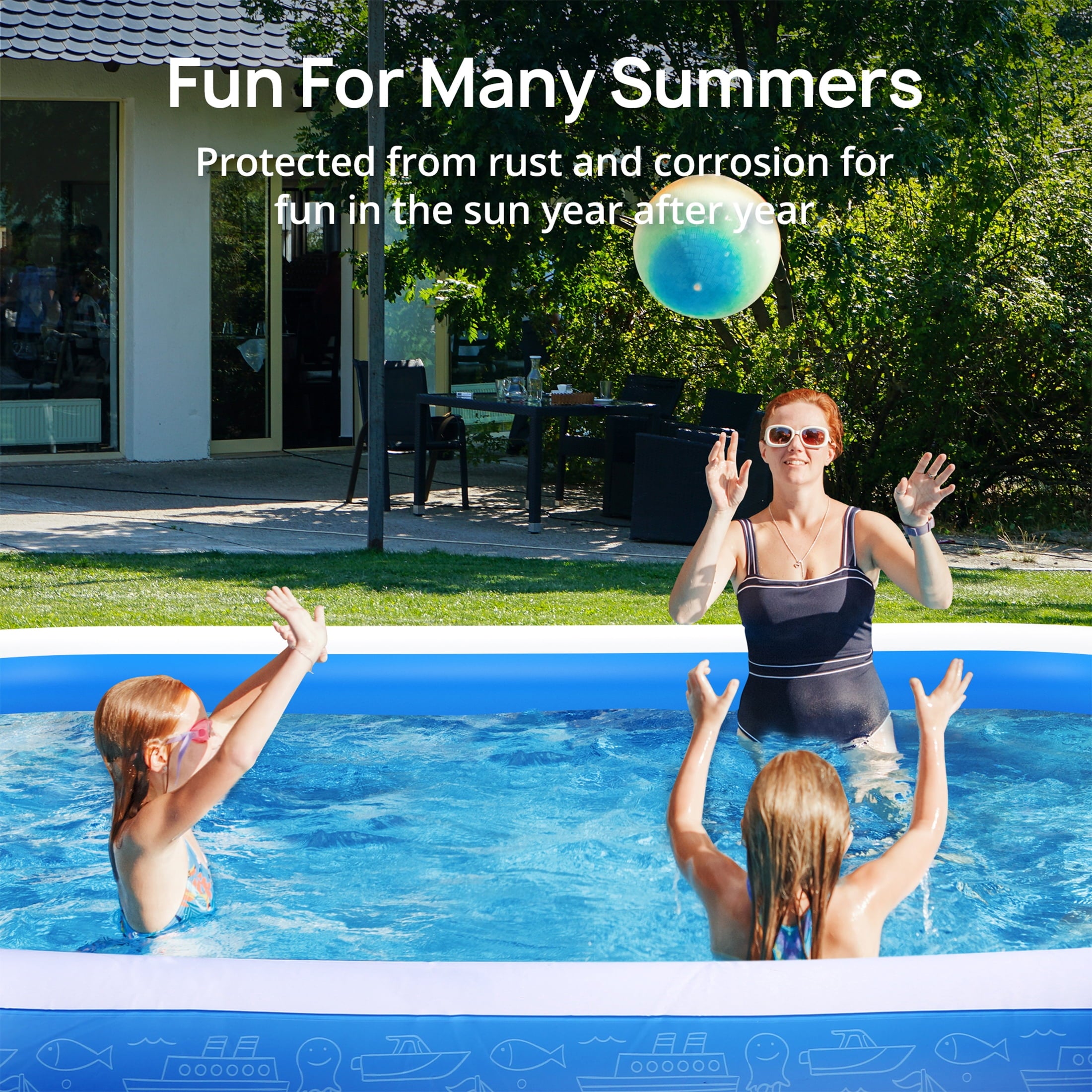 Inflatable Pool for Kids and Adults, 120 X 72 X 22 Oversized Thickened Family Swimming Pool for Toddlers, Outdoor, Garden, Backyard, Summer Water Party