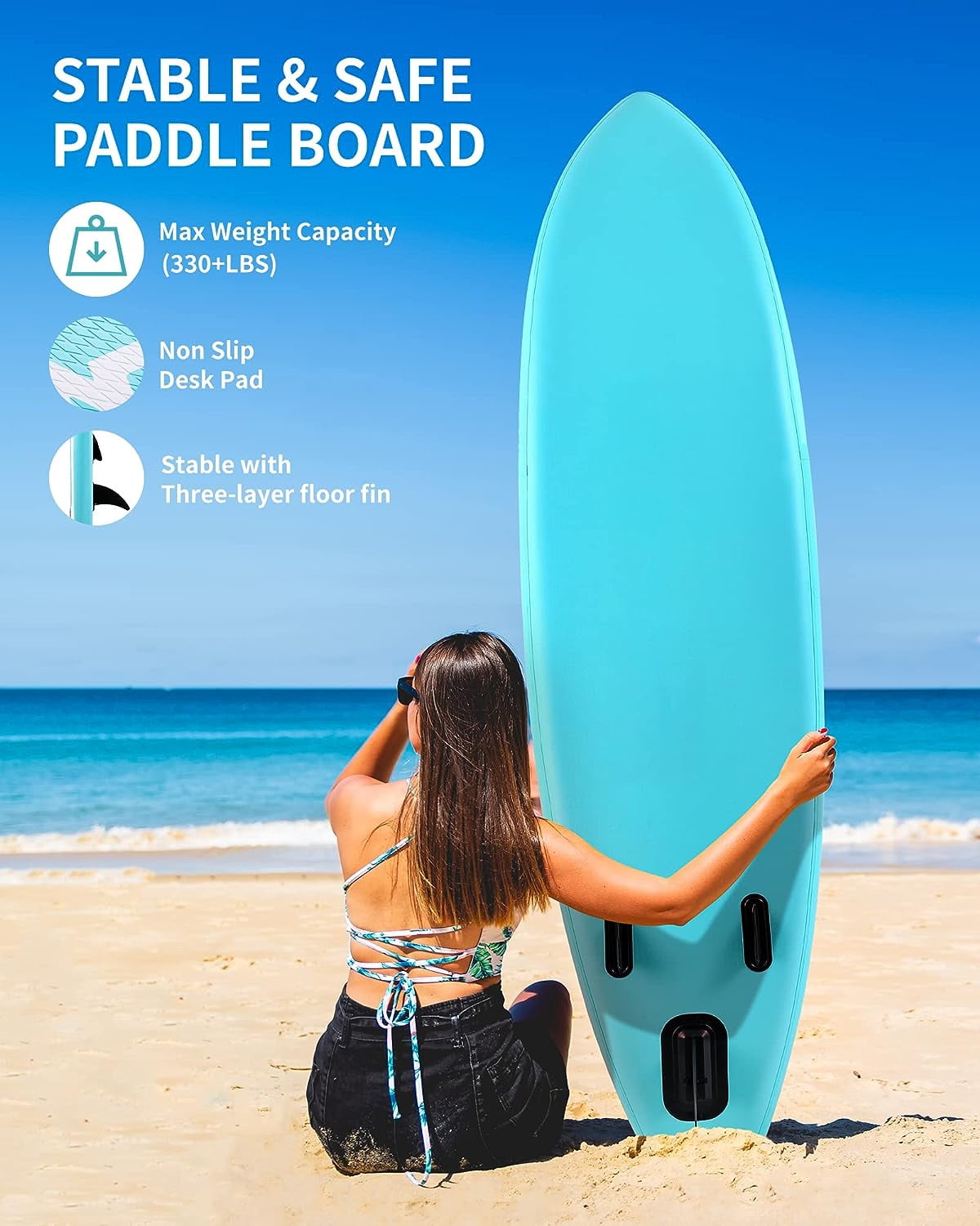 Naipo 10 in Inflatable Stand up Paddle Board 6 in Thick  SUP Paddle Board with Paddleboard Accessories Triple Action Pump Fishing Green