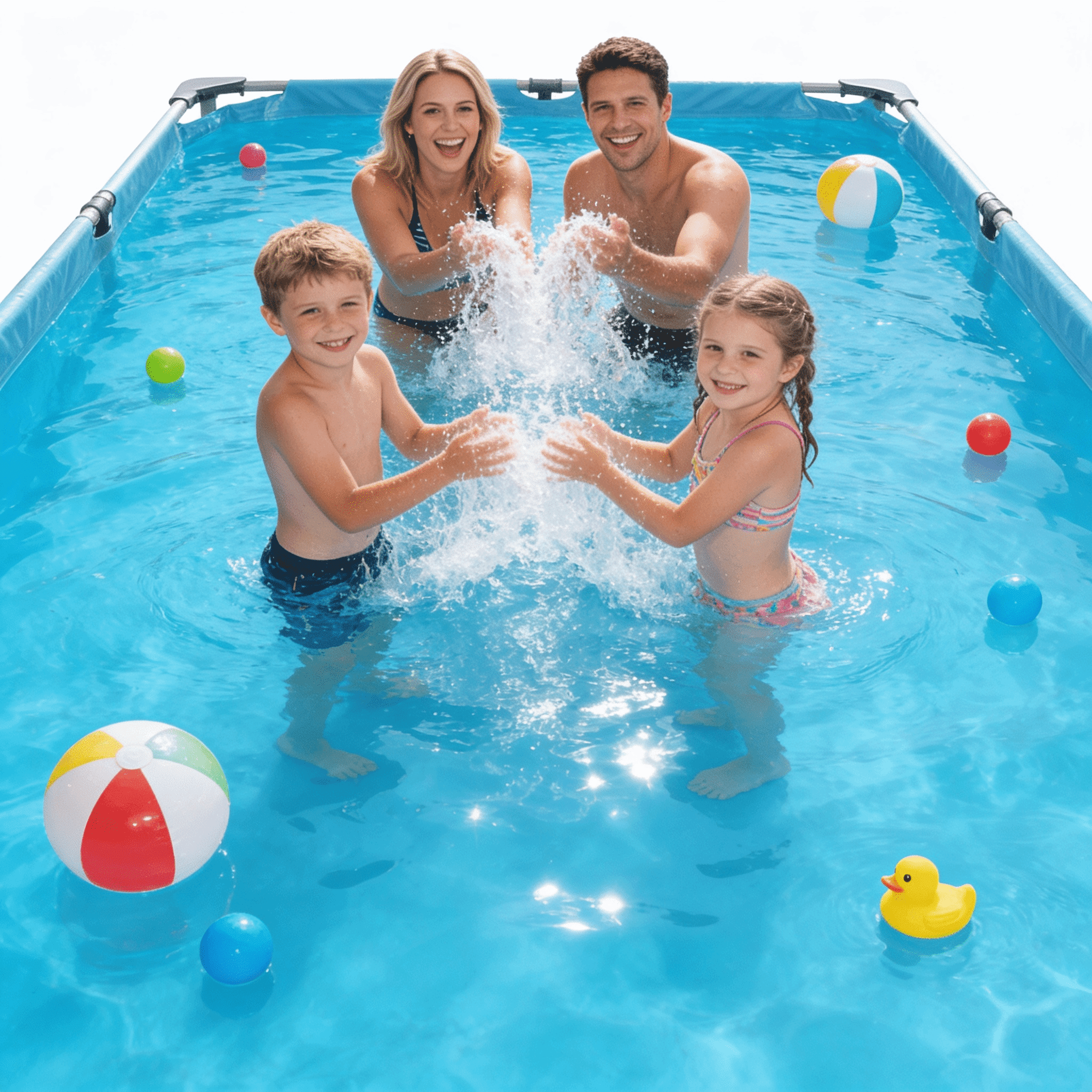 Naipo 15FT Rectangular Frame Swimming Pool Metal Outdoor Backyard Above Ground Pool Family Adults Splash