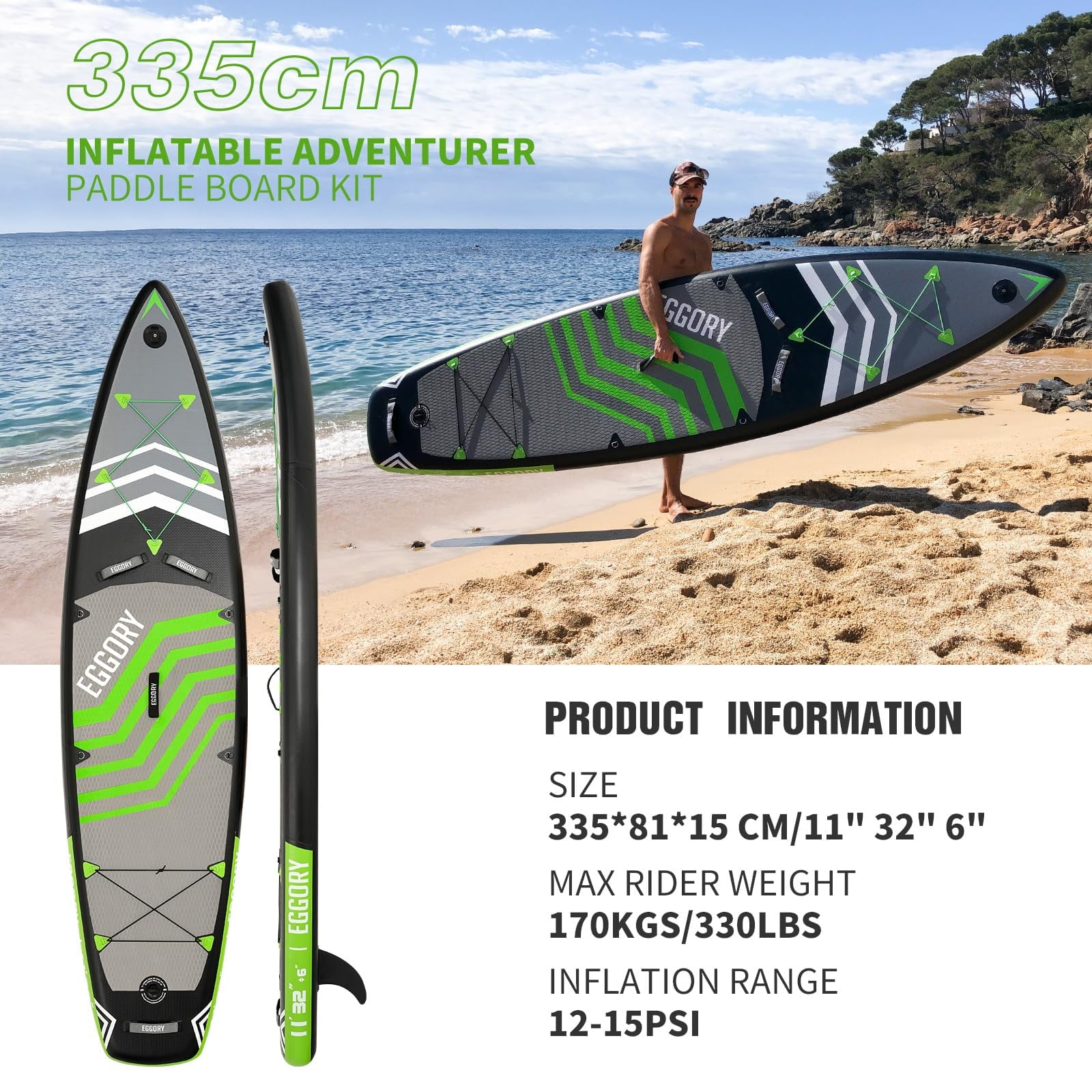 EGGORY 11 ft Inflatable Paddle Boards Stand Up Paddle Board with Premium SUP Accessories for Youth & Adults