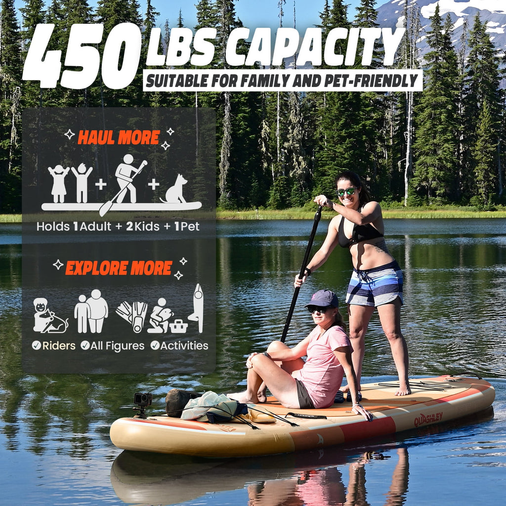 Quashley Inflatable Paddle Board 11' x 34 Wide All-Around SUP with Paddle, Pump, Backpack & Leash