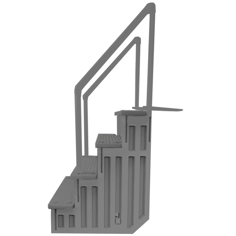 Aqua Select White Outside Flip-up Safety Ladder for Above Ground Pools 48-54H