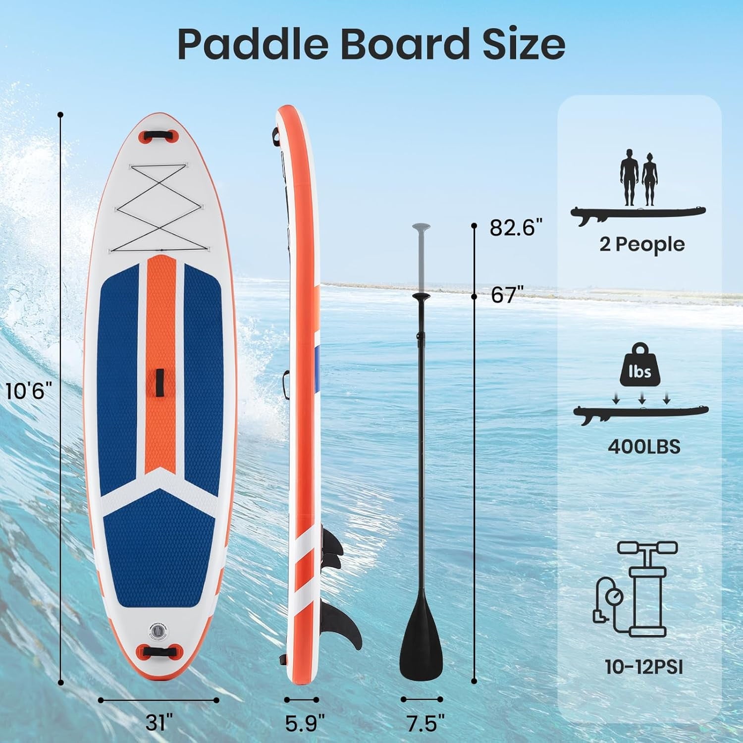 CONCETTA Inflatable Paddle Board,Equipped With SUP Paddle Board Accessories, The Non-slip EVA Deck Design Restarts The Surfboard,Surfboard for Youth&Adults of All Skill Levels，Brown Green
