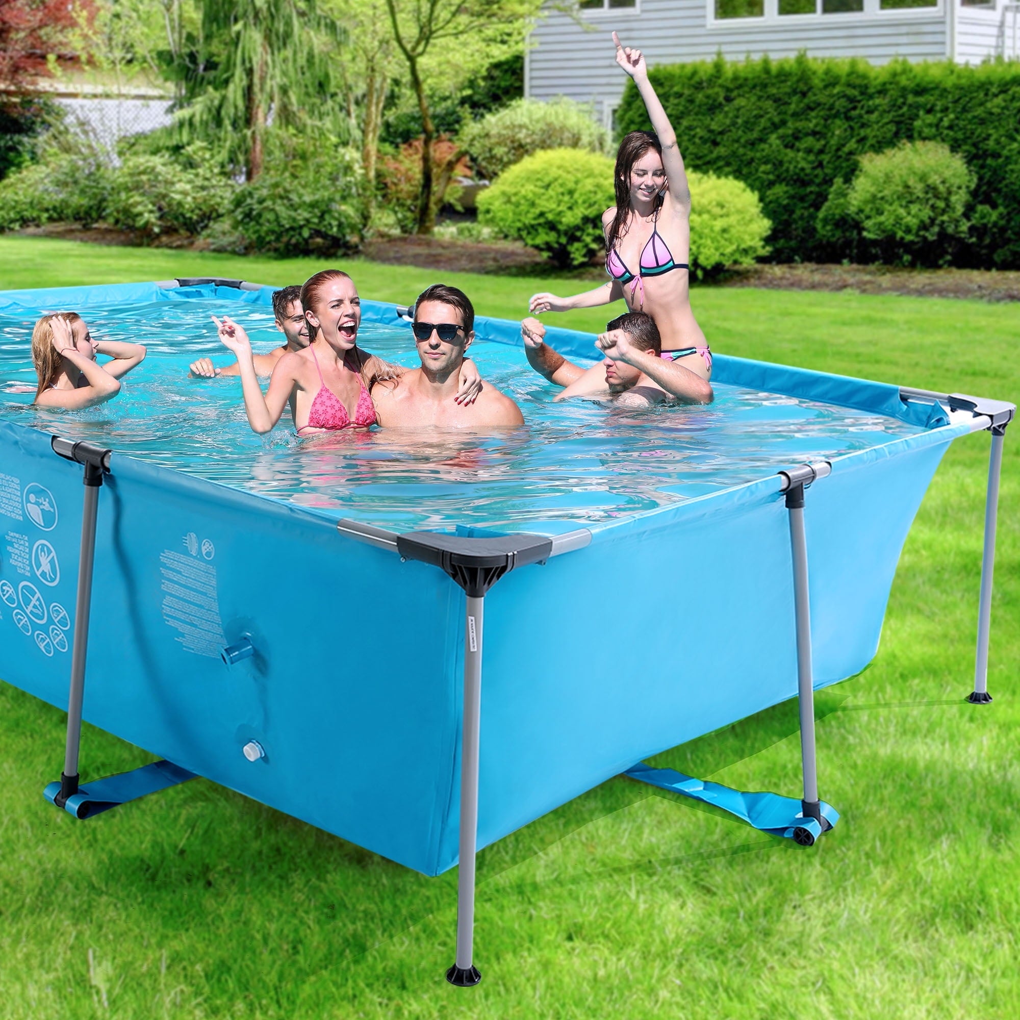 Naipo 15FT Above Ground Swimming Pool for Backyard Large Steel Frame Upgraded PVC Swimming Pools for Family and Pets with 177 × 86in