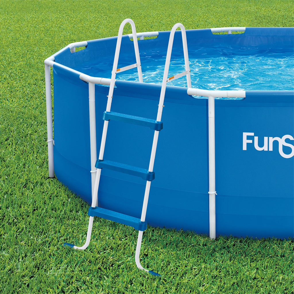 Funsicle 36 Inch SureStep 3 Stair Outdoor Above-Ground Swimming Pool Ladder, Blue & White