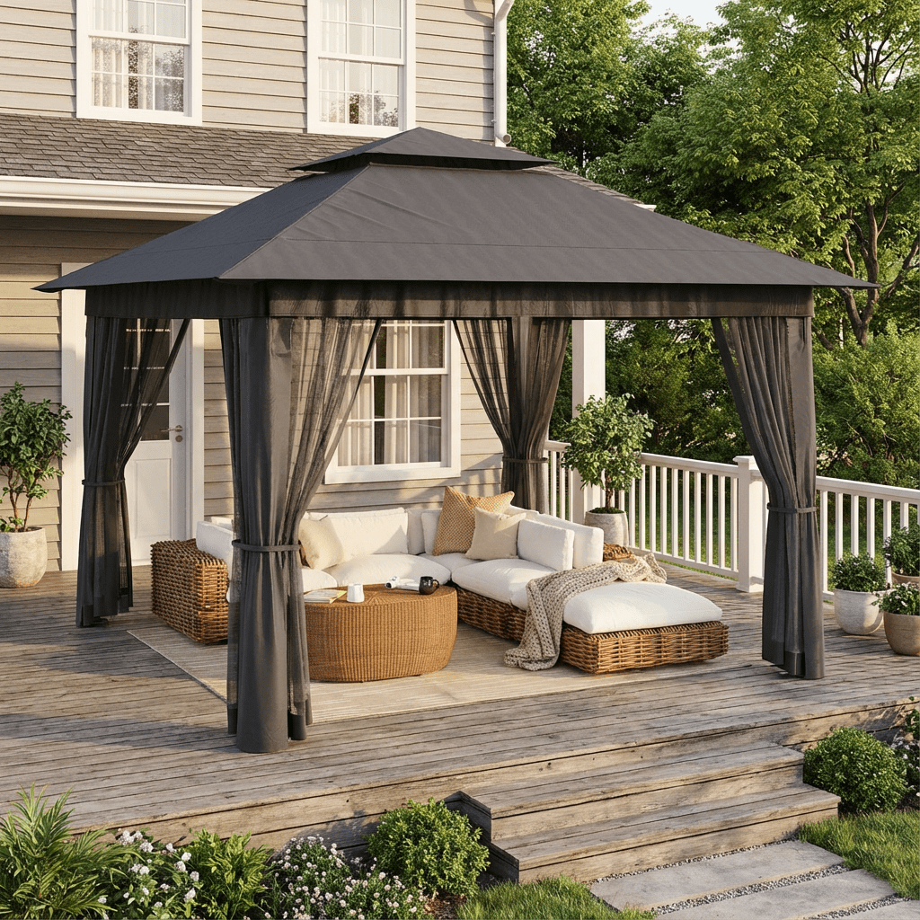 10x10 Pop-Up Canopy Tent with Removable Walls, 3 Height Adjustable Easy Set up Portable Gazebo, For Camping, White
