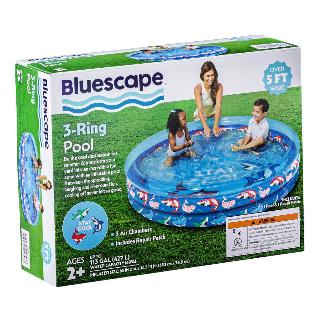 Bluescape Colorful Mermaid Print 3-Ring Inflatable Swimming Pool for Kids, Round, Age 2 & up, Unisex