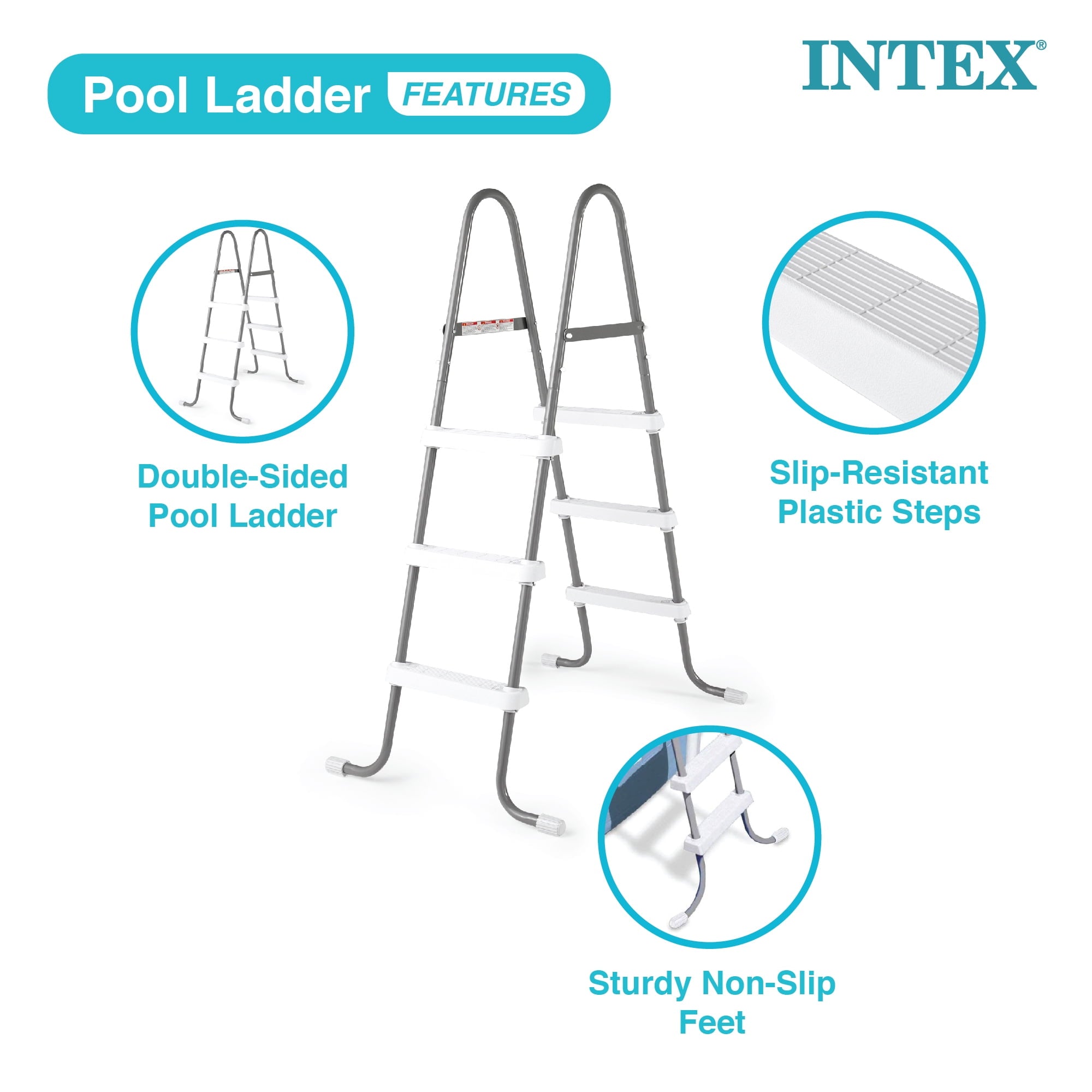 Open Box Intex Steel Frame Above Ground Pool Ladder 42 Height (2 Pack)