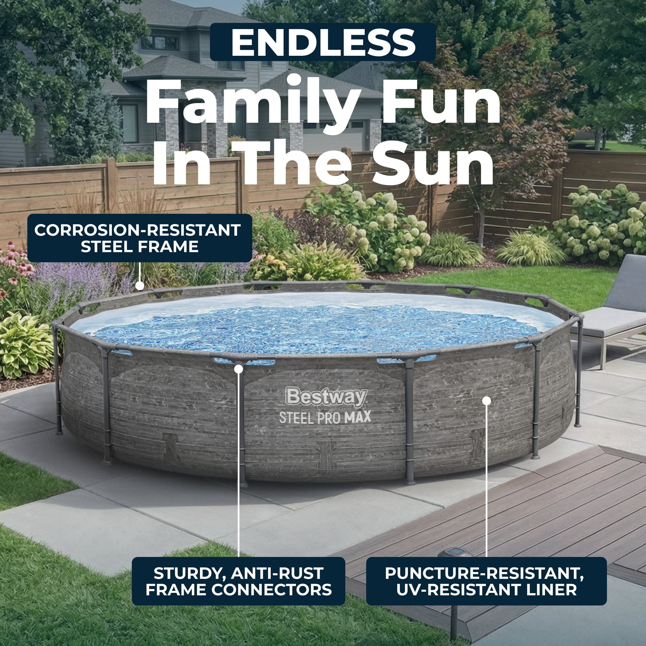 Bestway Steel Pro MAX 10'x30\ Metal Frame Above Ground Pool Set w/ Filter Pump & Cartridge