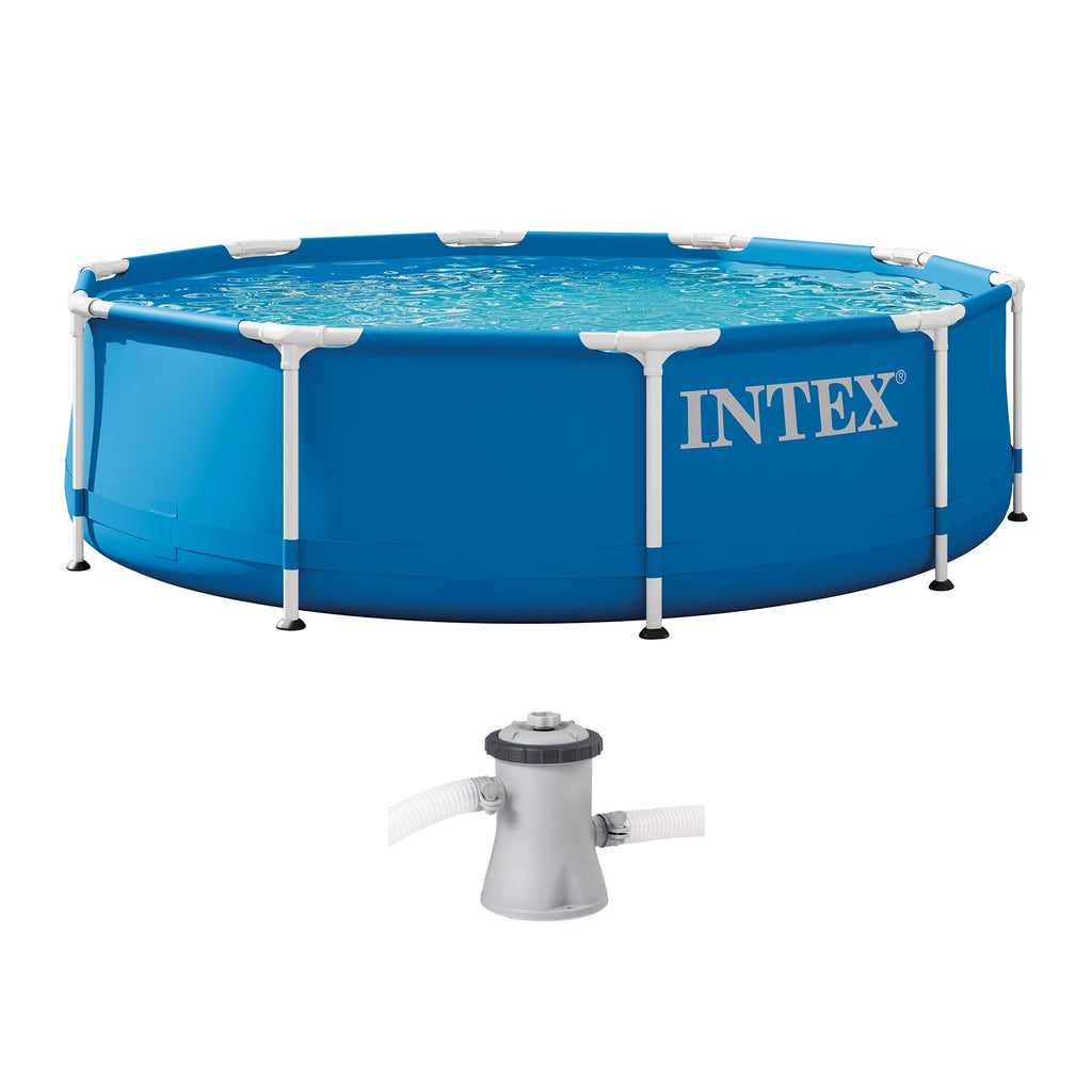 Open Box Intex 10' x 30 Metal Frame Set Swimming Pool w/ Filter Pump
