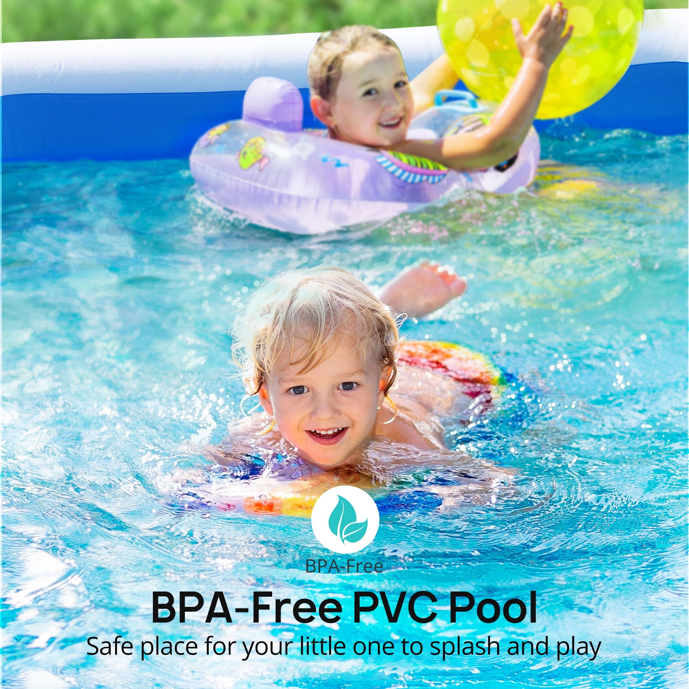Inflatable Pool for Kids and Adults, 120 X 72 X 22 Oversized Thickened Family Swimming Pool for Toddlers, Outdoor, Garden, Backyard, Summer Water Party